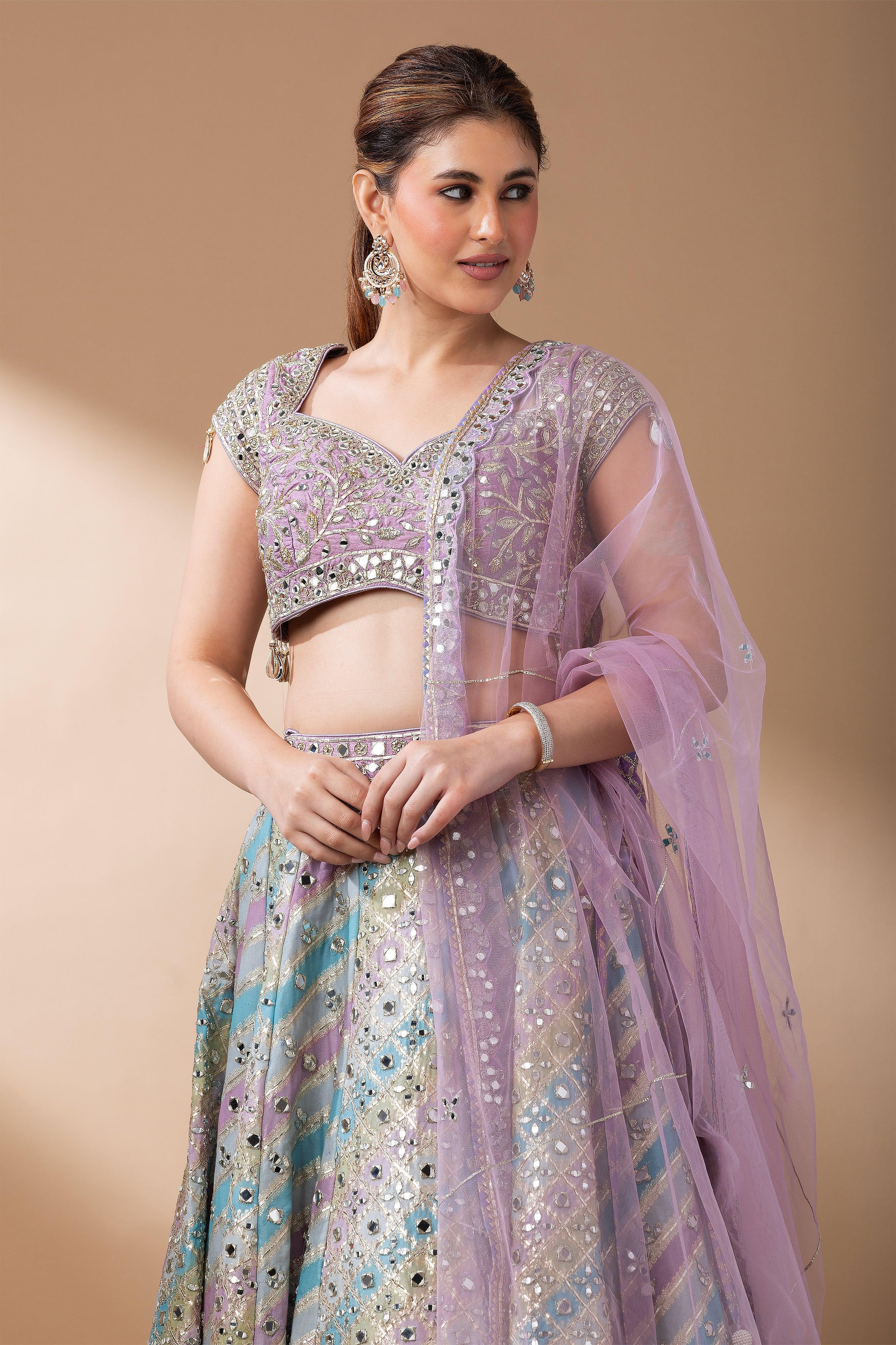 Lavender Multicolor Lehenga Set Mokshaa