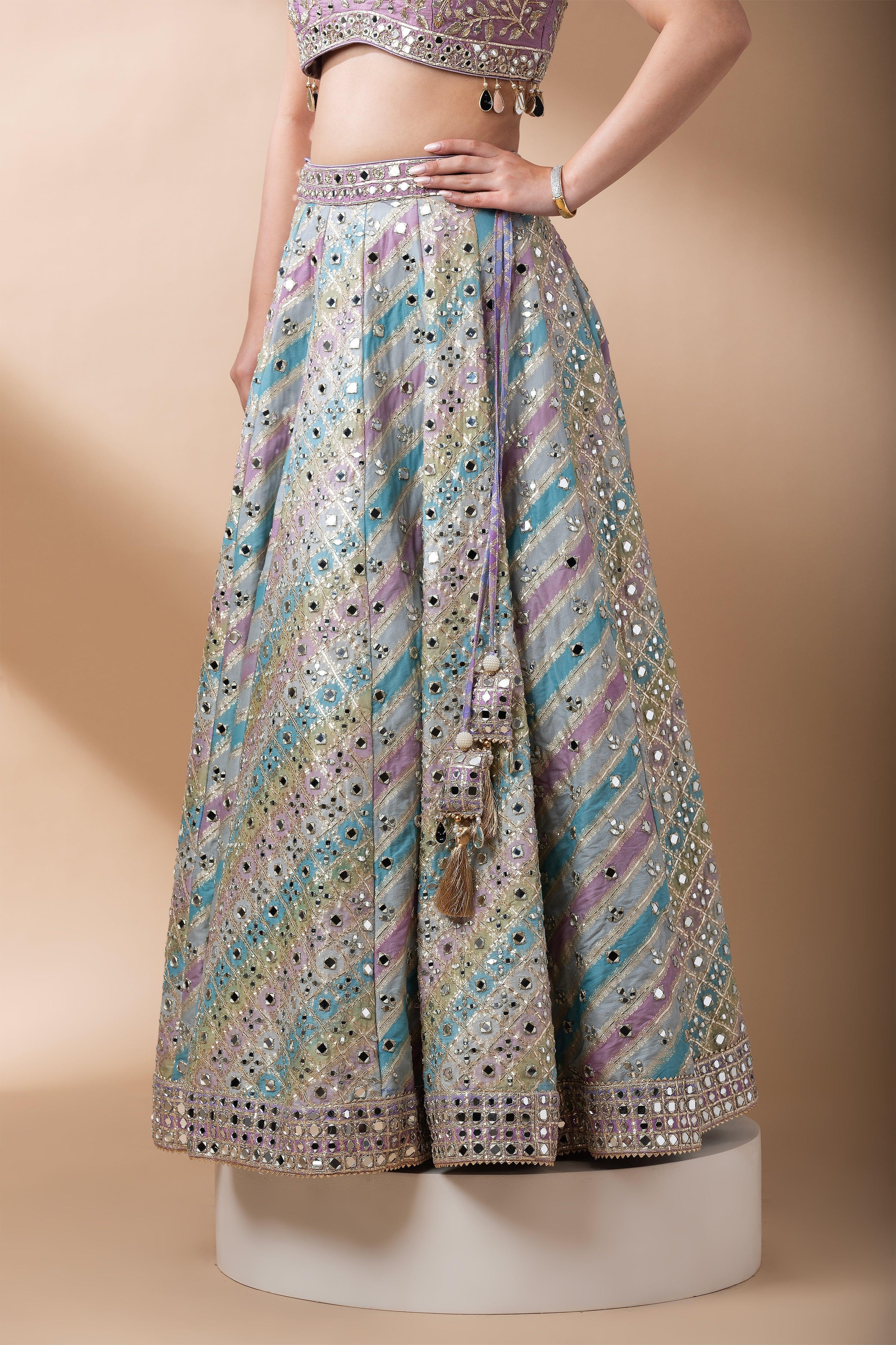 Lavender Multicolor Lehenga Set Mokshaa