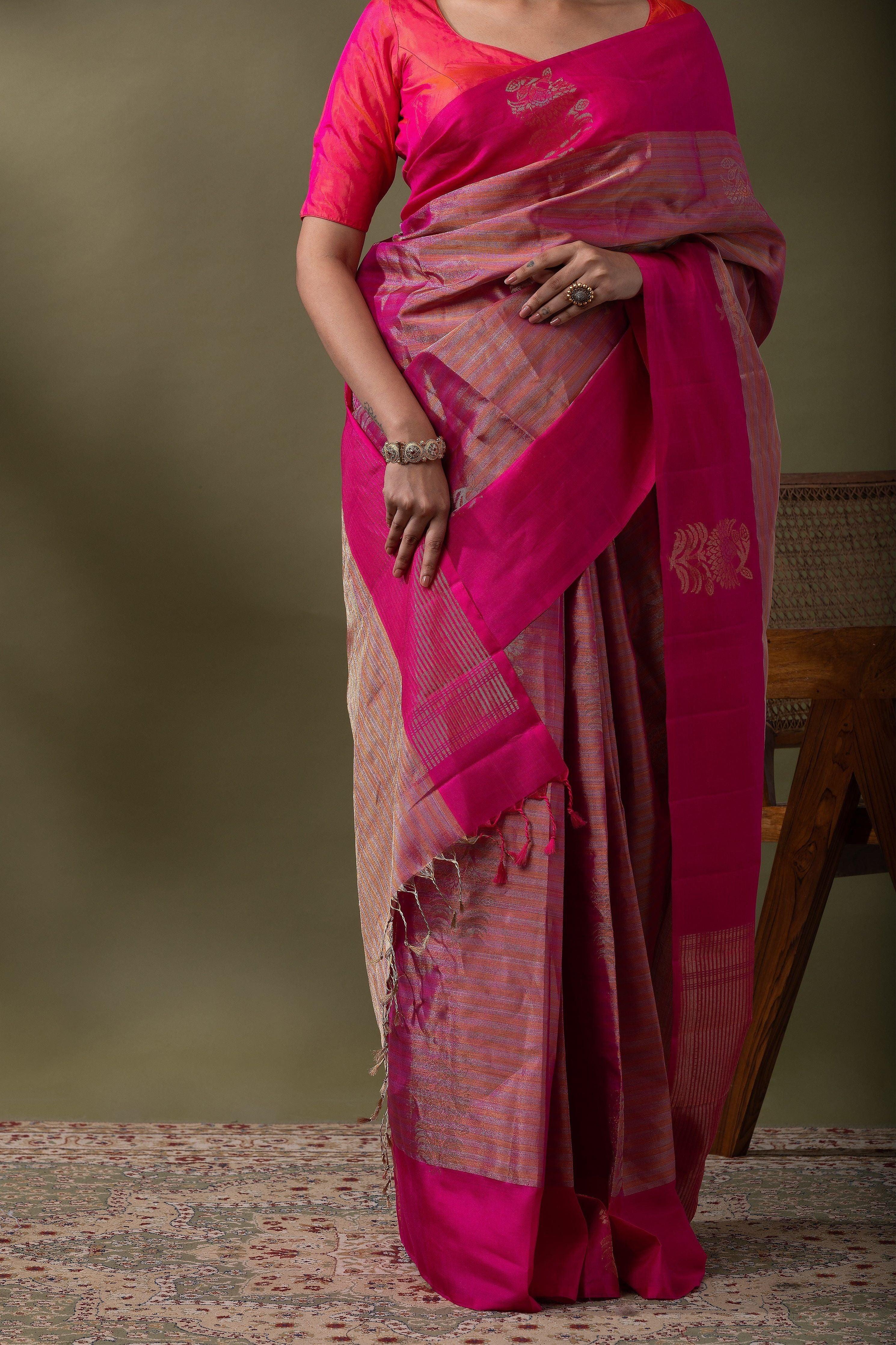 Brown & Maroon Soft Silk Saree (Copy) Mokshaa