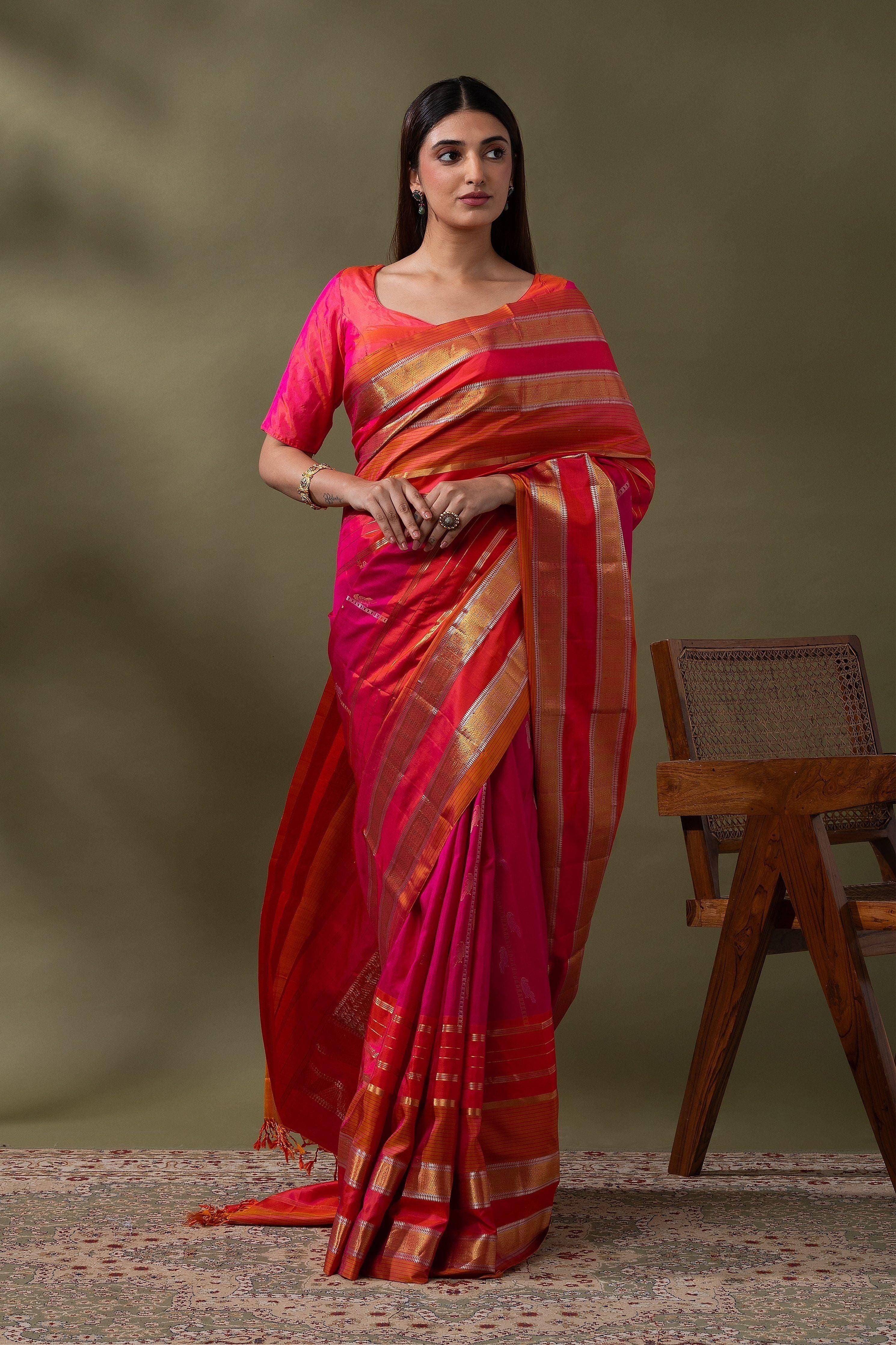 Antique Gold Soft Silk Saree (Copy) Mokshaa