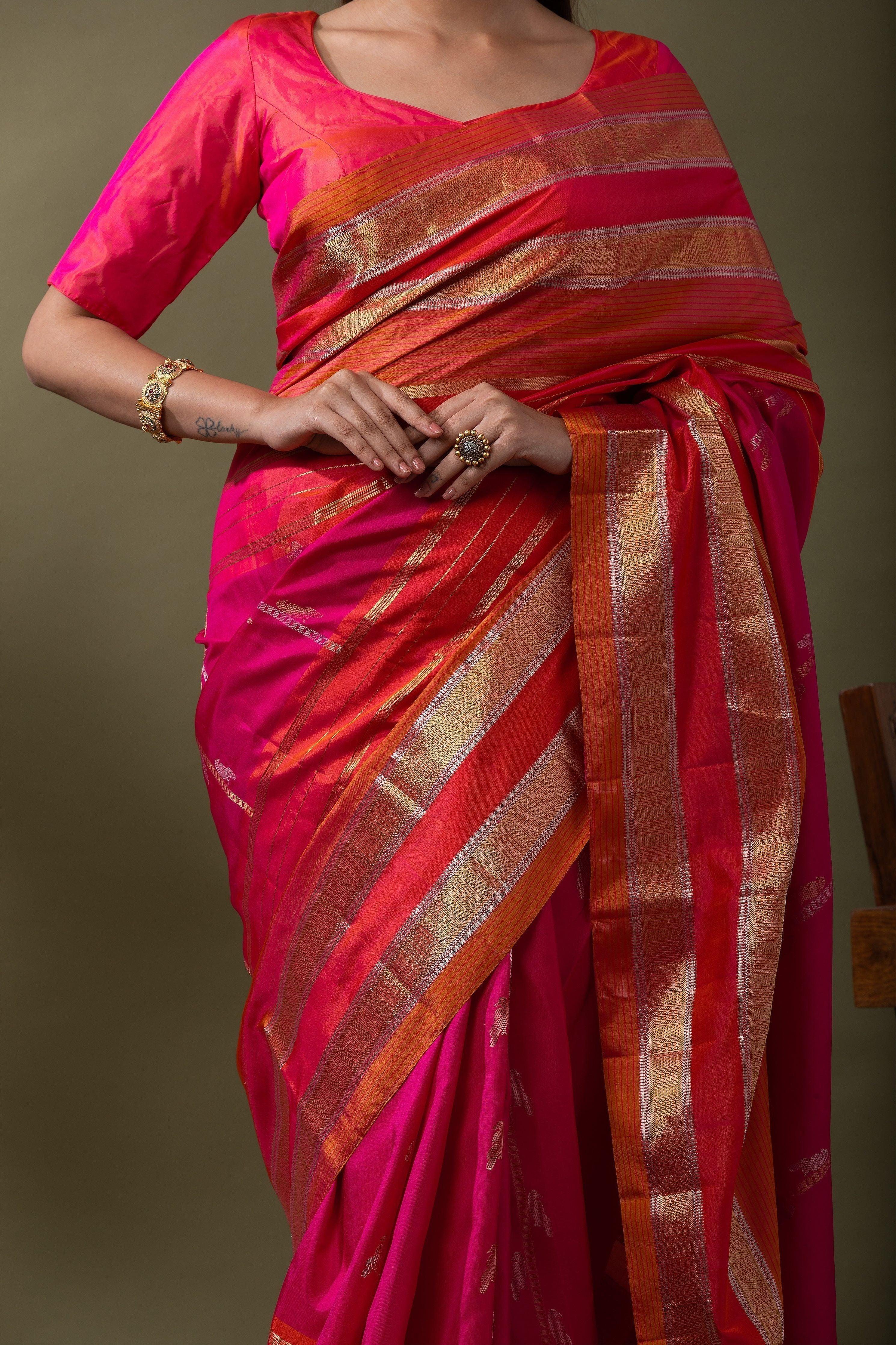 Antique Gold Soft Silk Saree (Copy) Mokshaa