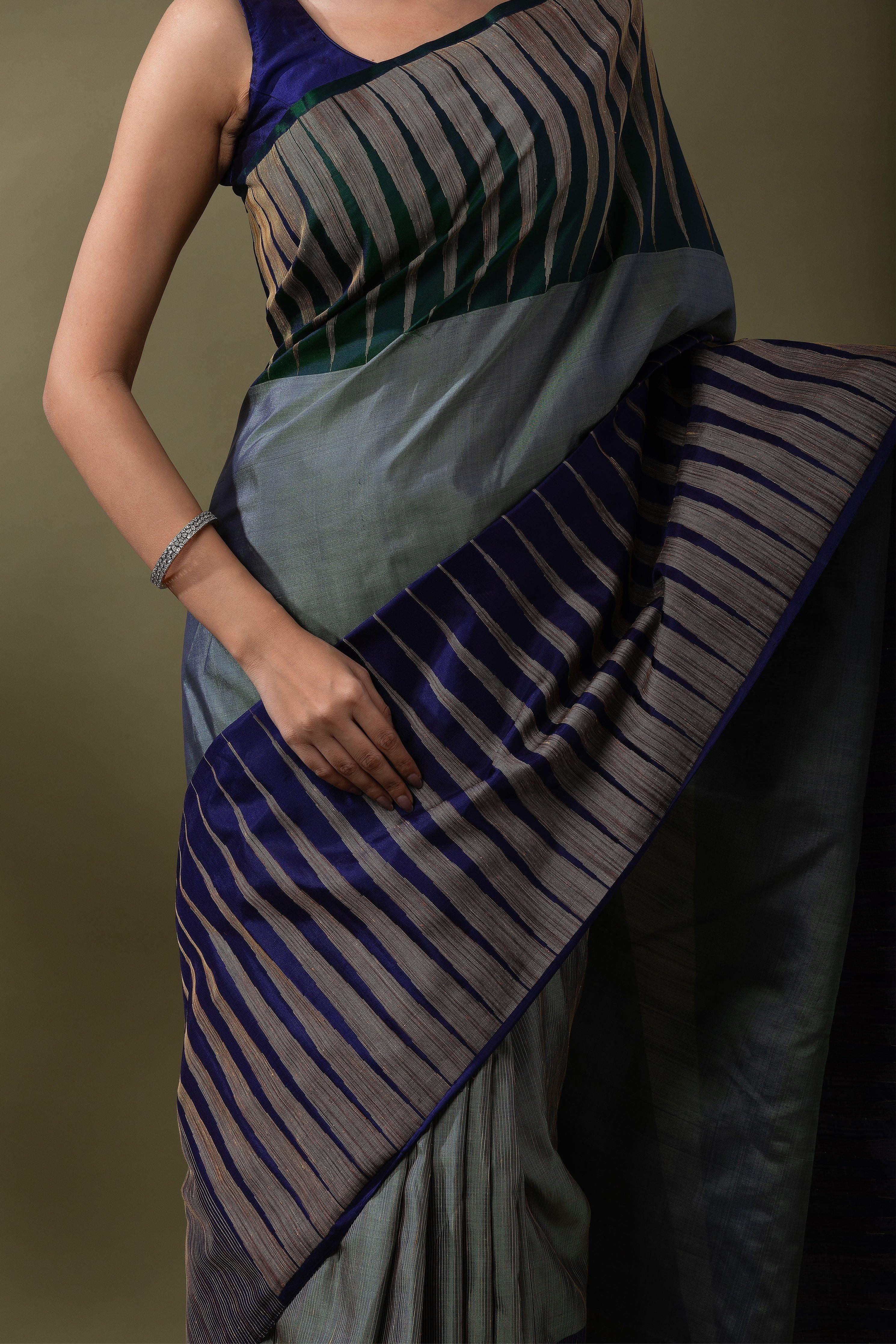 Bright Red Silk Kora Saree (Copy)  Mokshaa