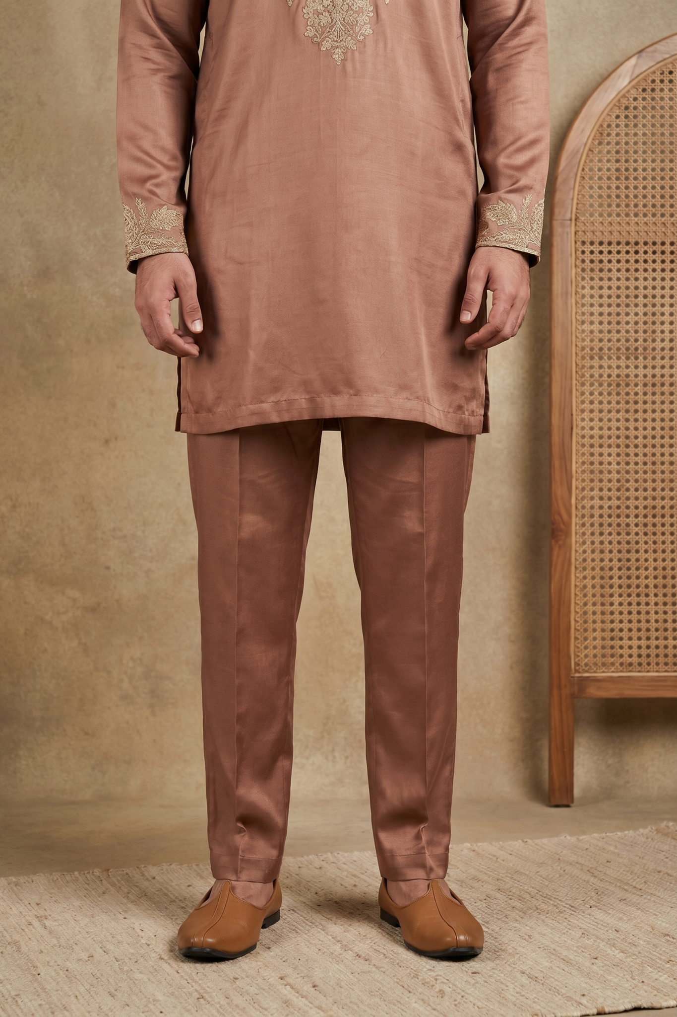 Onion Pink Nysa Silk Kurta Set with Zari, Cutdana and Sequin Work
