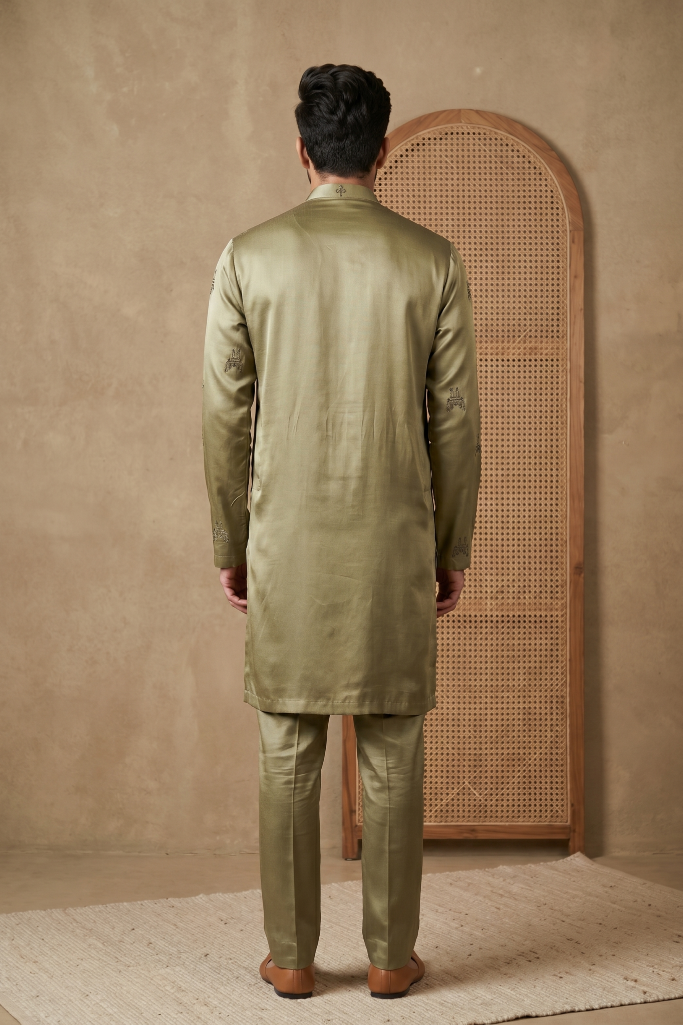 Green Nysa Silk Kurta Set with Bead Metallic Work