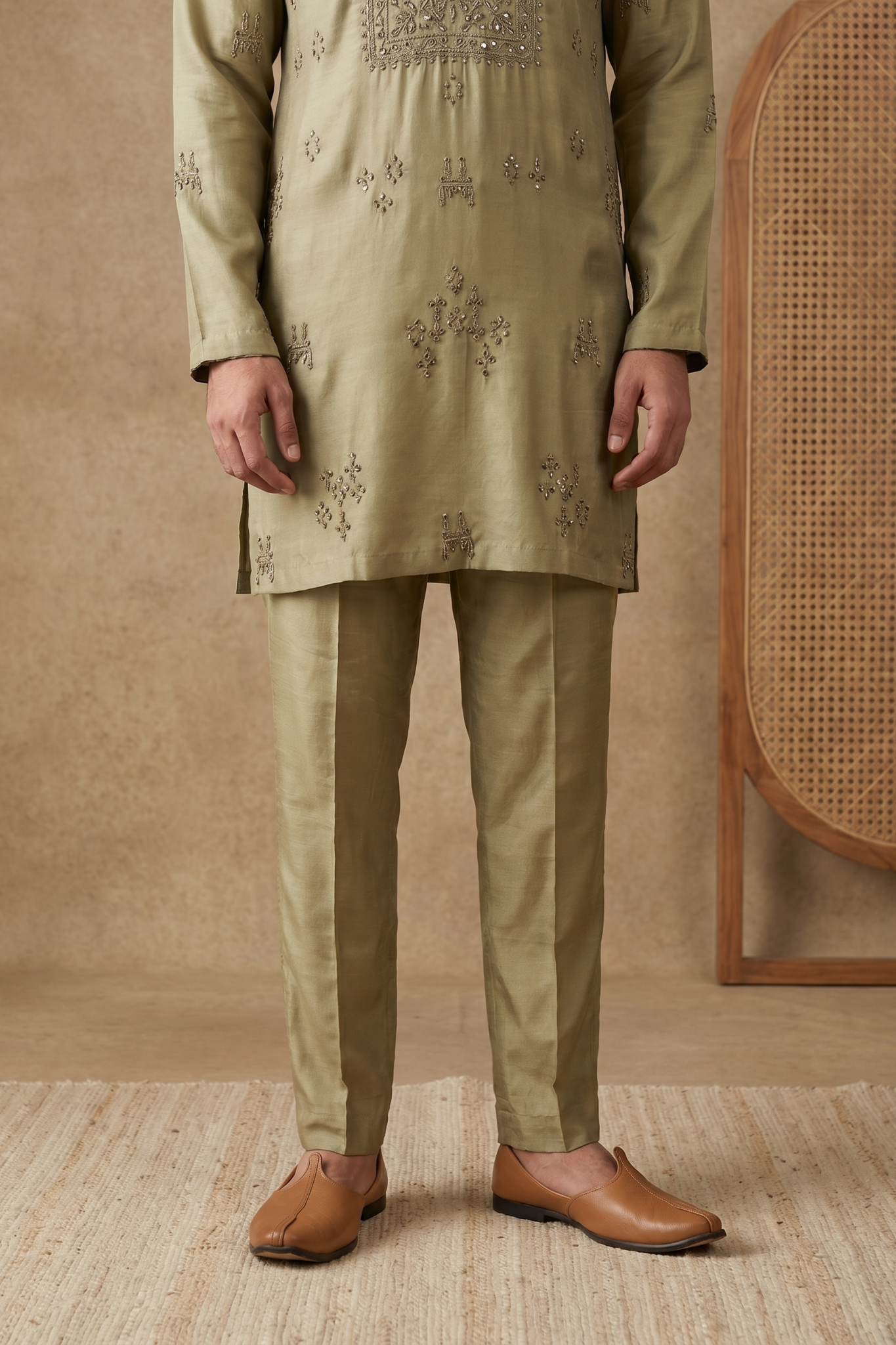 Green Nysa Silk Kurta Set with Bead Metallic Work