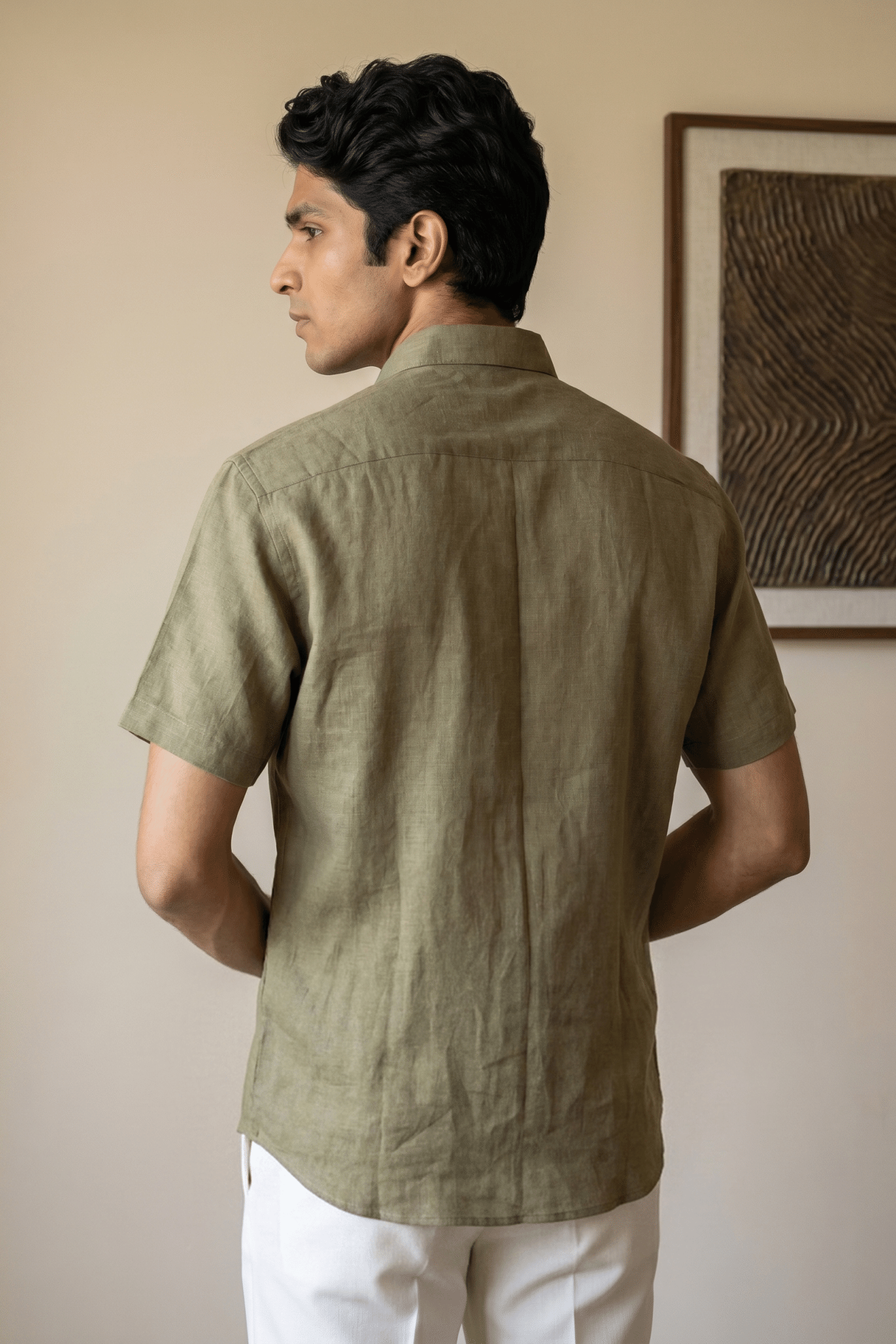 Light Green Linen Shirt with Thread Work