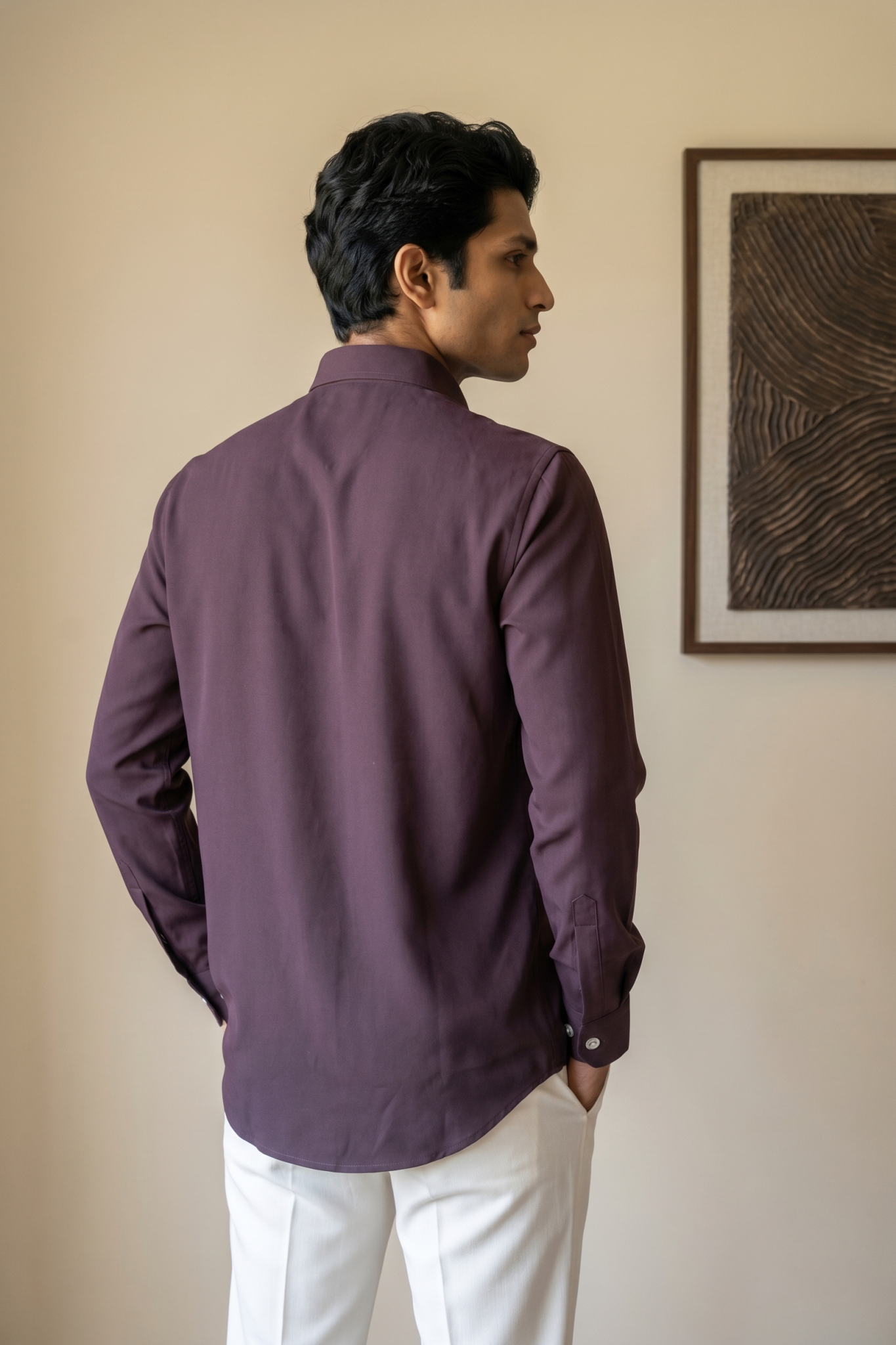 Wine Bom Mario Shirt with Moti Work