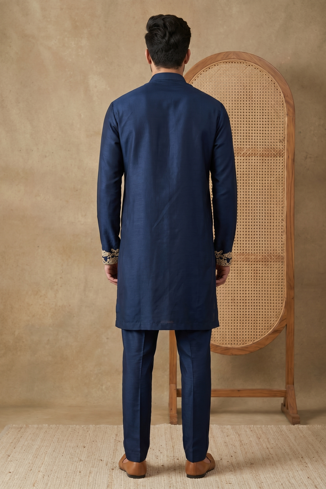 Blue Nysa Silk Kurta Set with Zari, Cutdana and Sequin Work