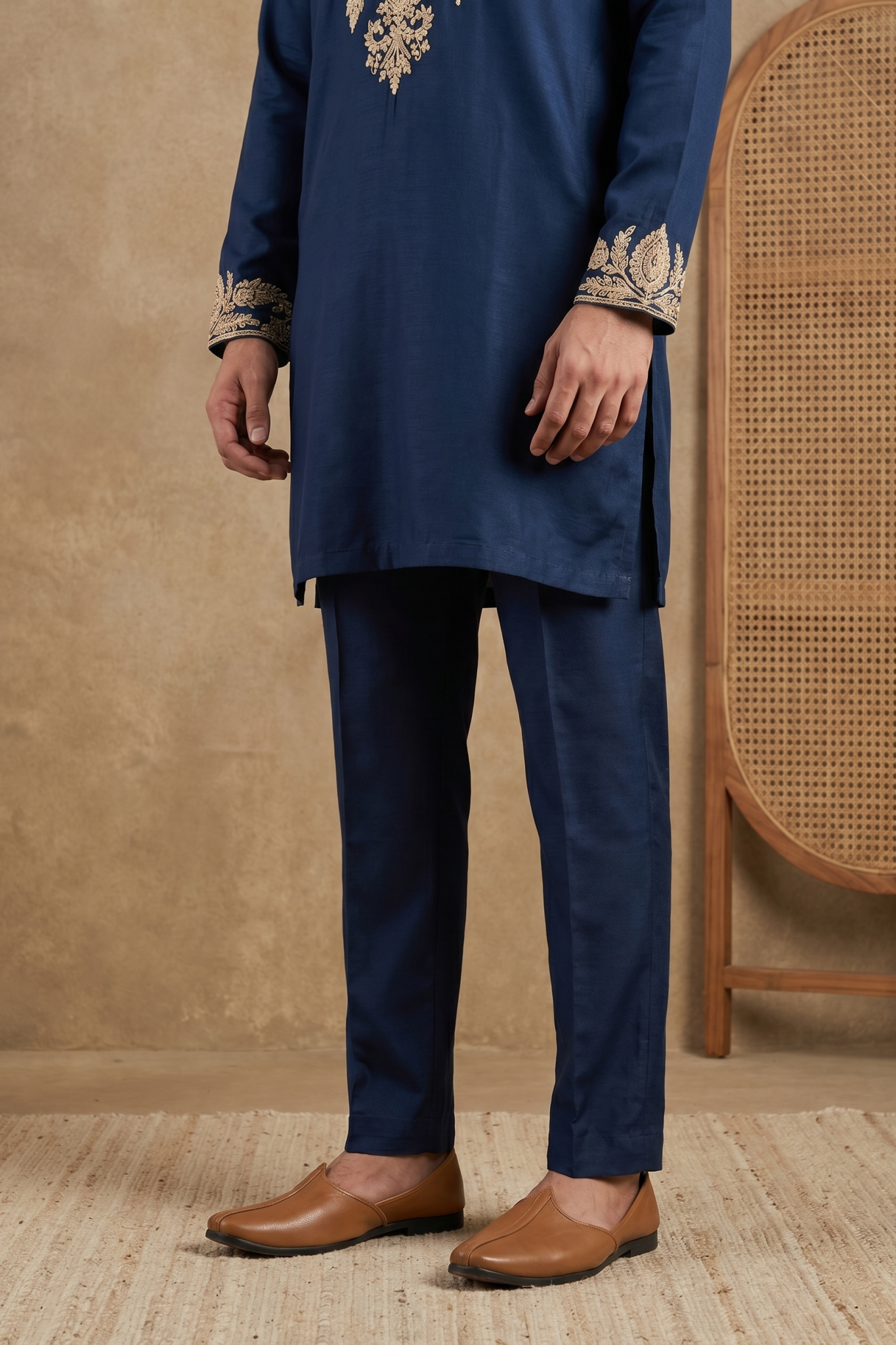 Blue Nysa Silk Kurta Set with Zari, Cutdana and Sequin Work