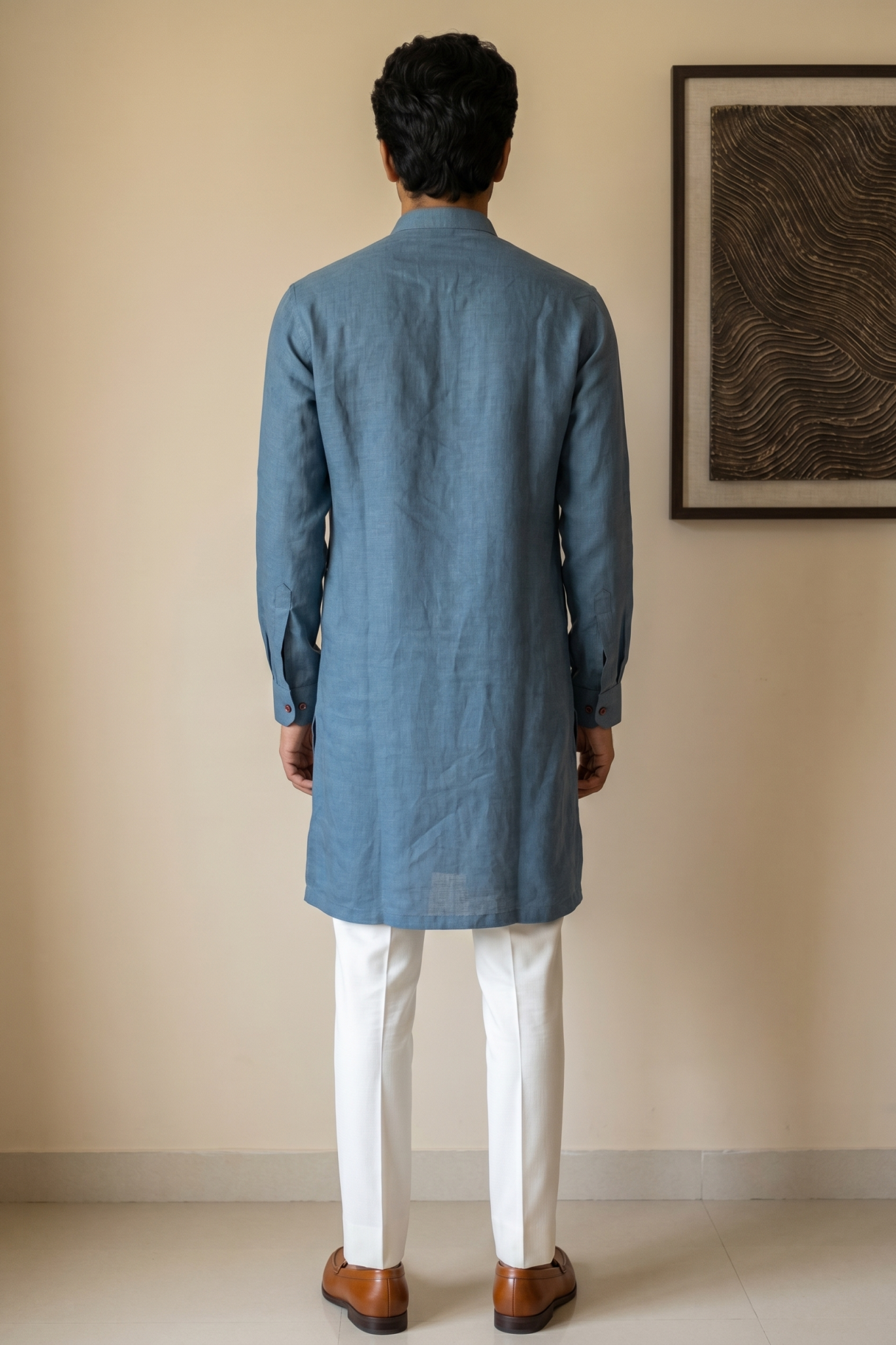 Light Blue Linen Kurta
