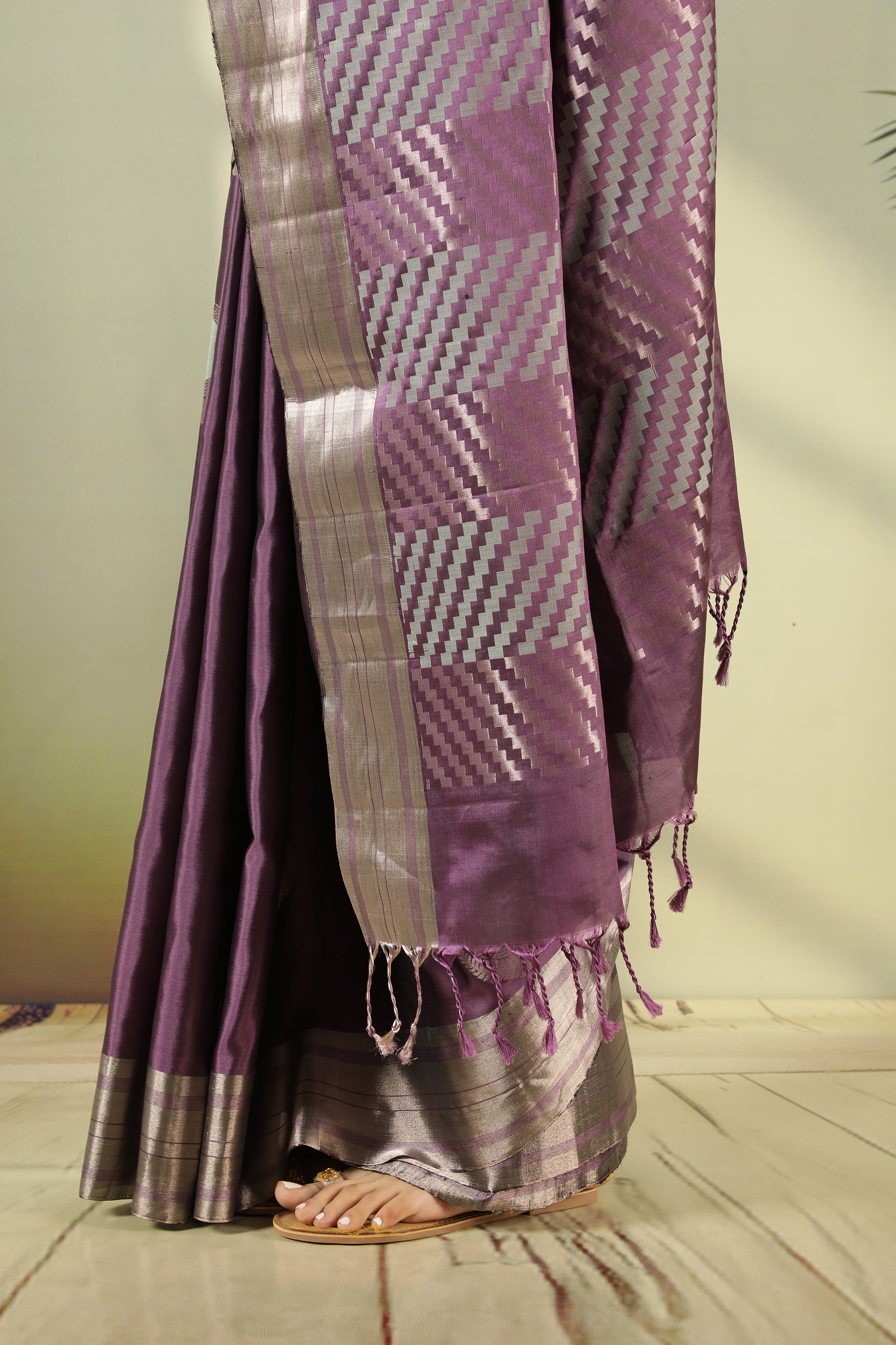 Purple Soft Silk Saree with Fancy Buttas & Zari Border