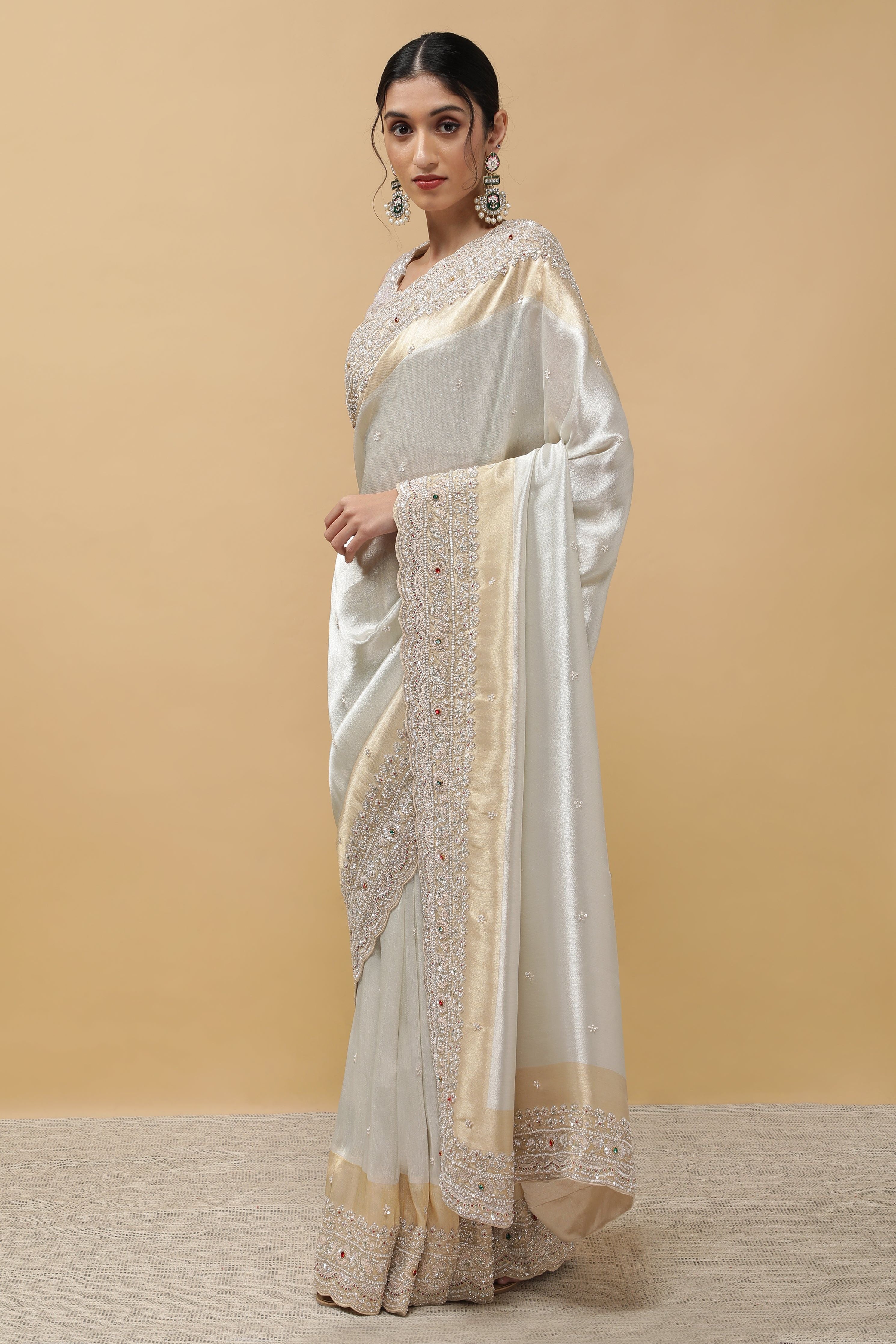 Silver Tissue Georgette Saree - Mokshaa