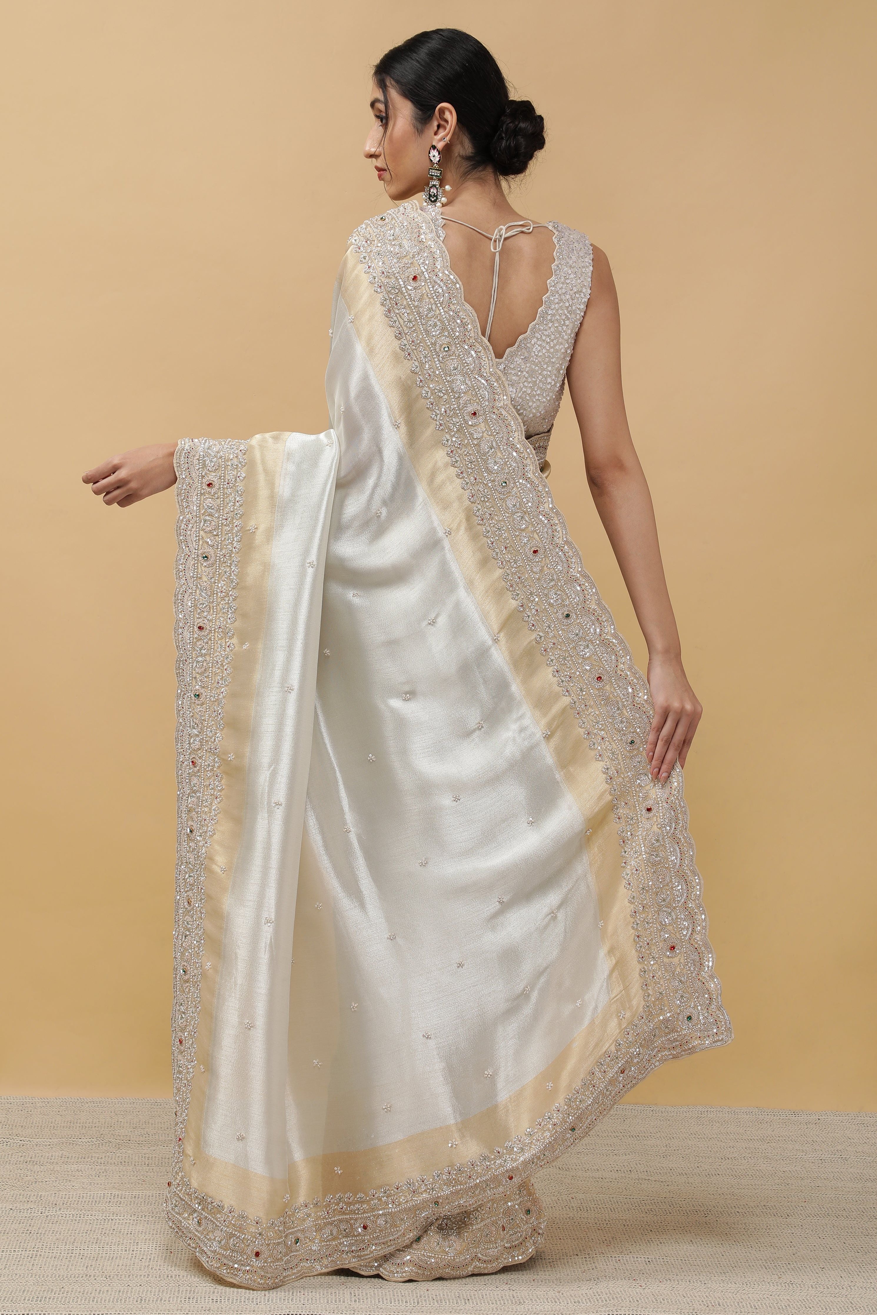 Silver Tissue Georgette Saree - Mokshaa