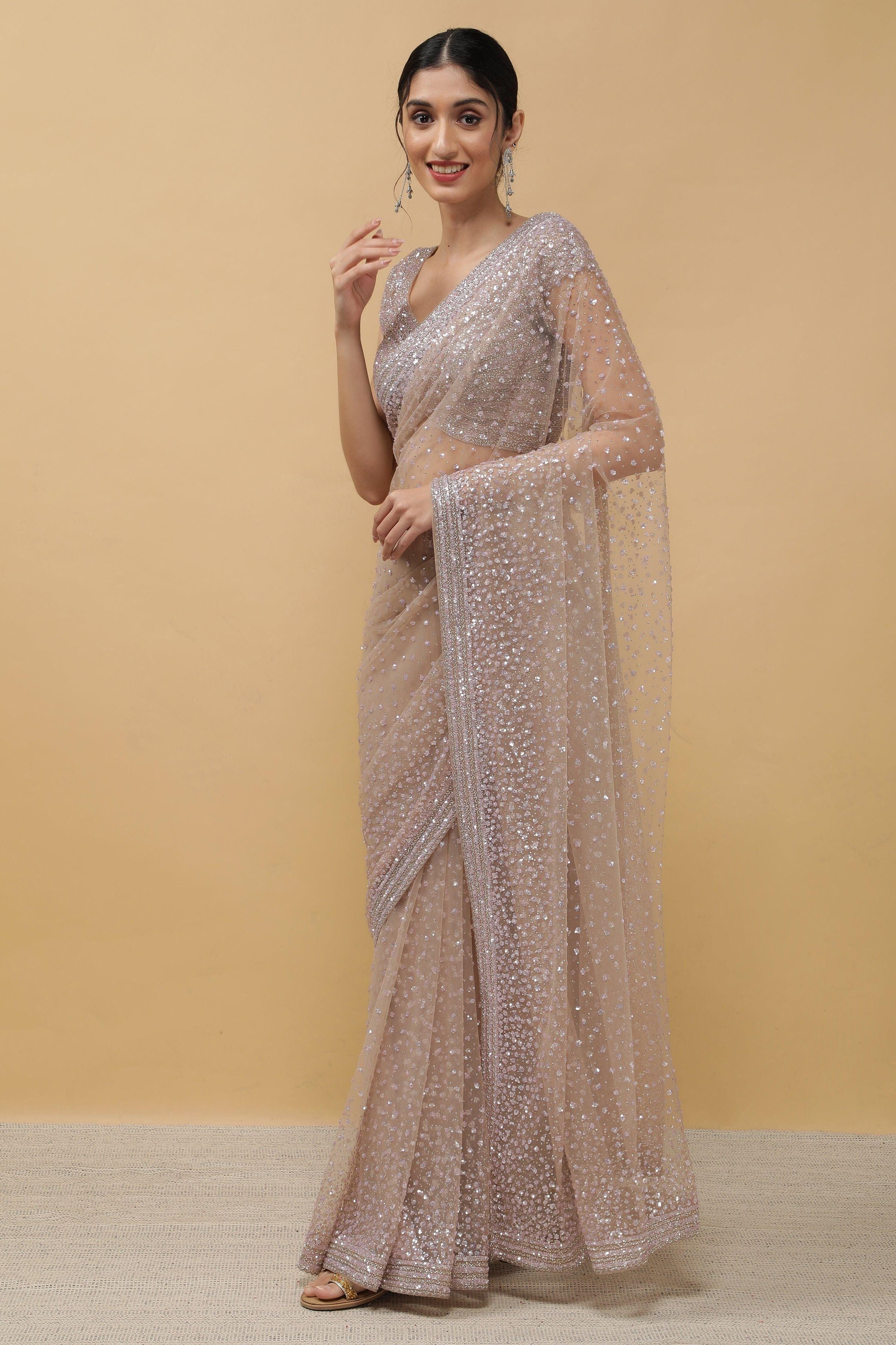 Chikoo Net Saree - Mokshaa