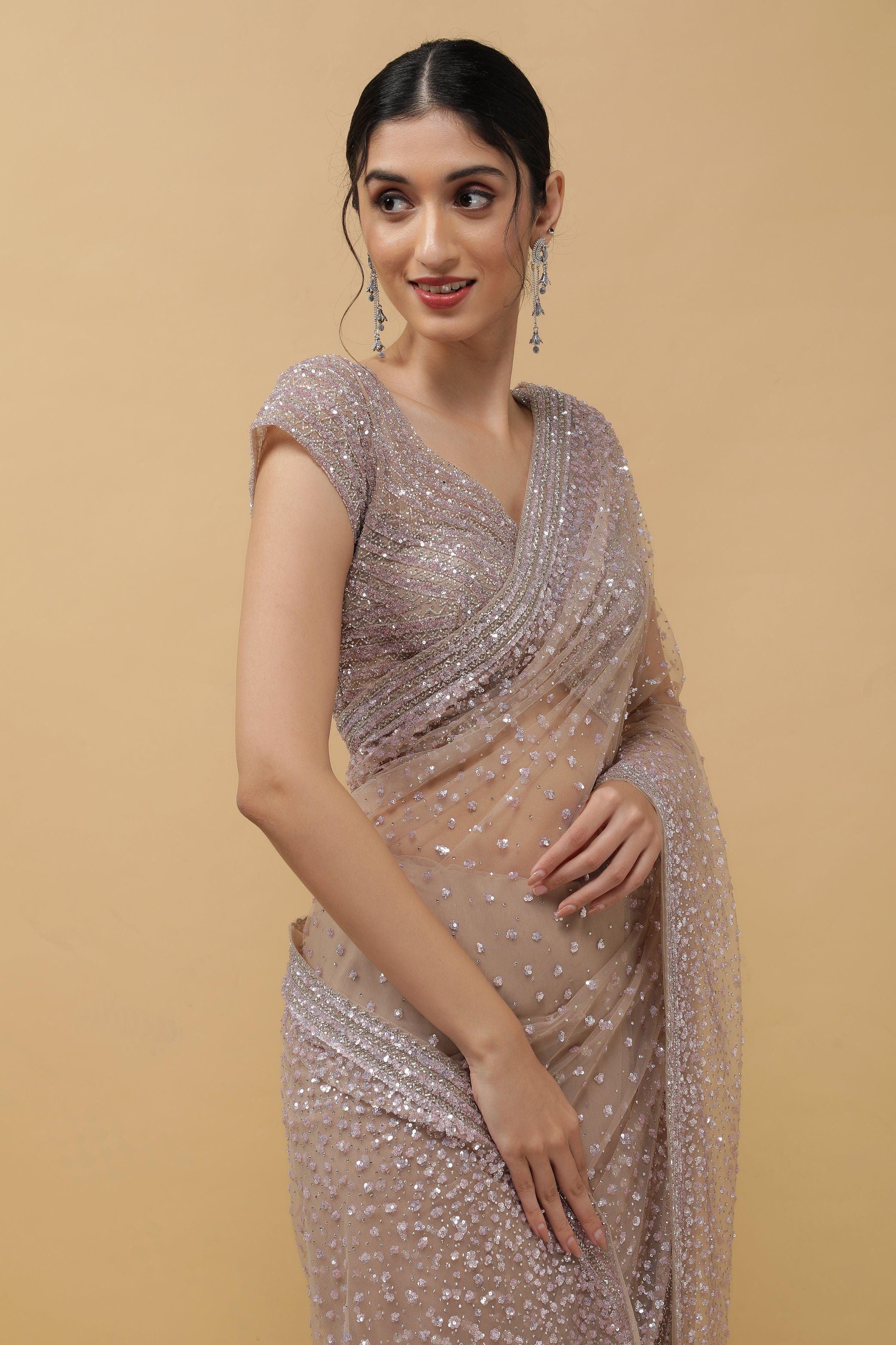 Chikoo Net Saree - Mokshaa