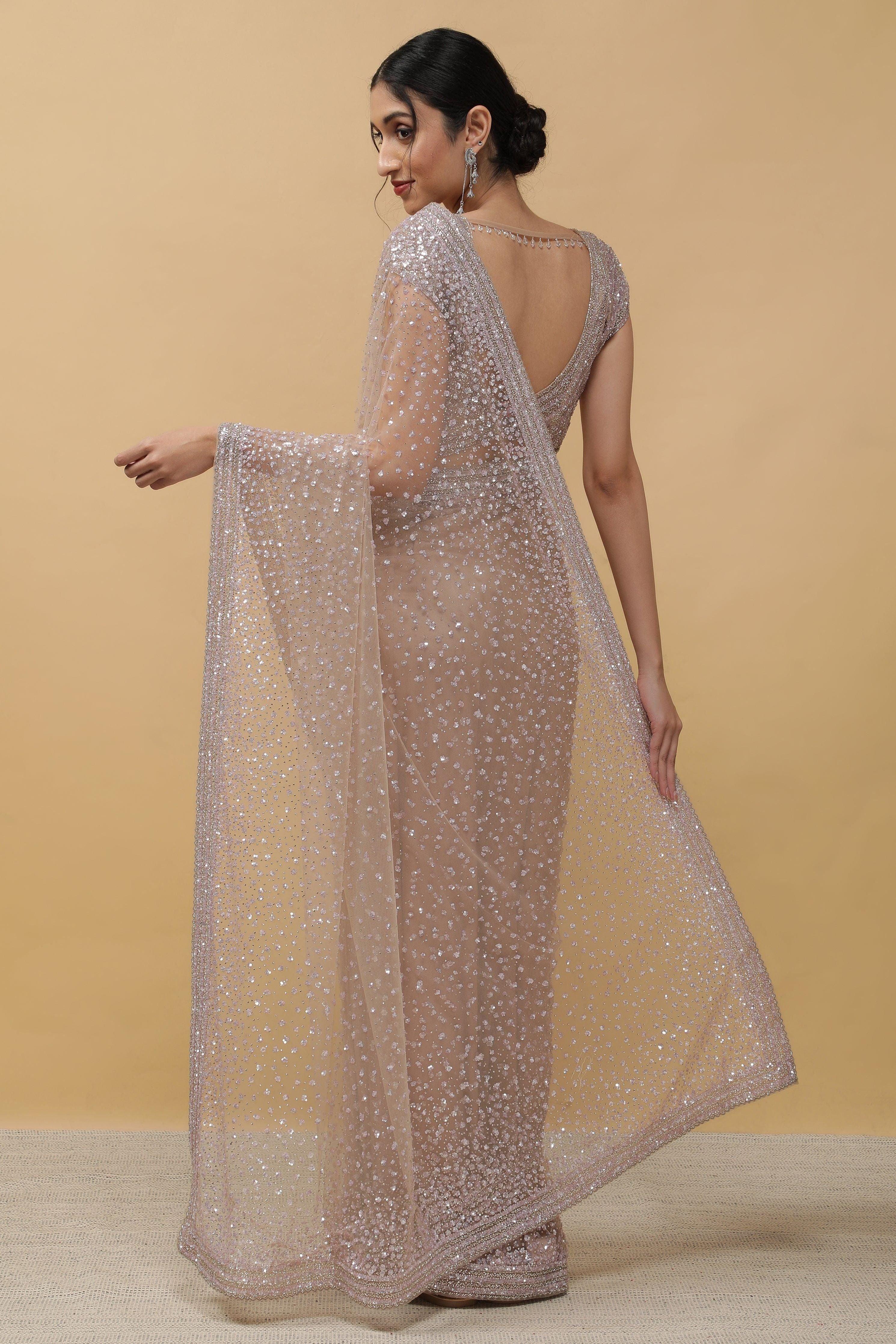 Chikoo Net Saree - Mokshaa