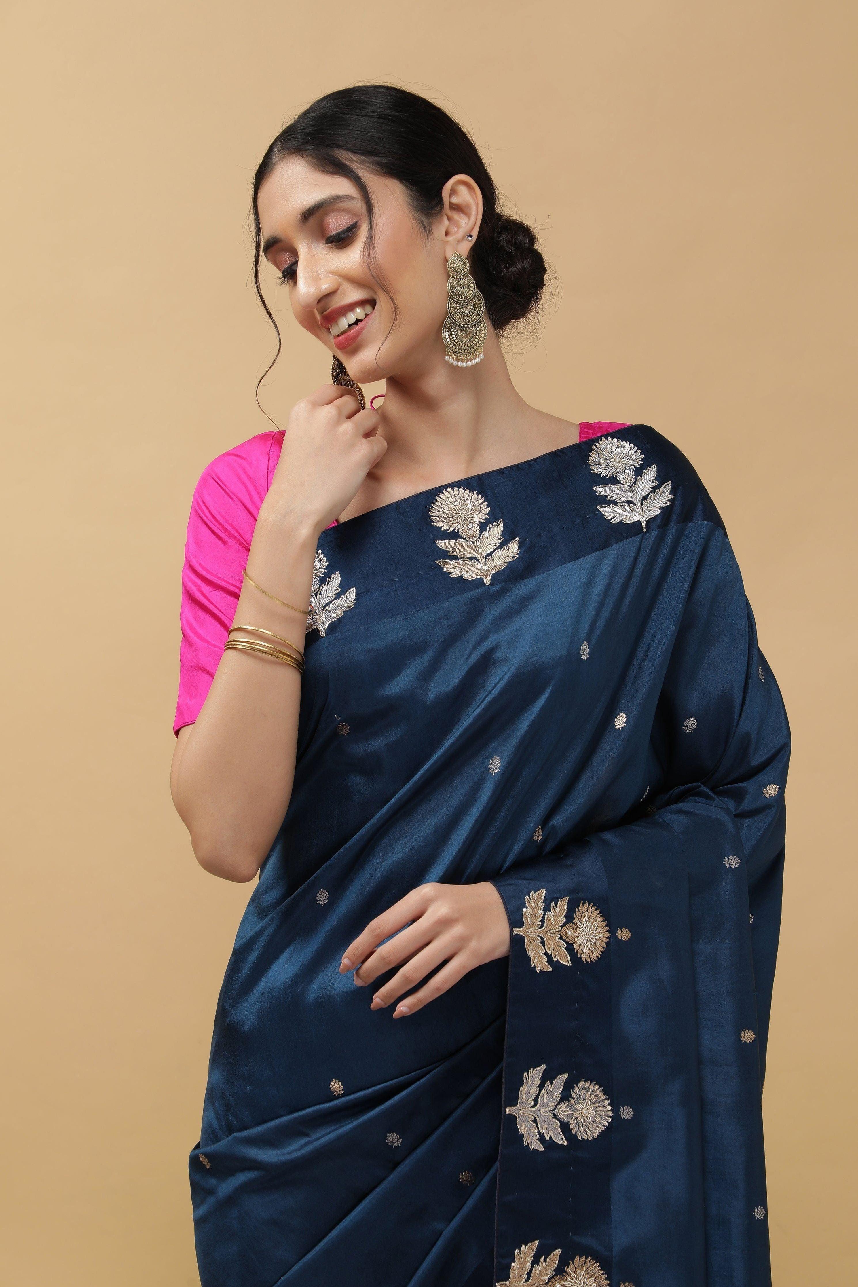Royal Blue Silk Saree - Mokshaa
