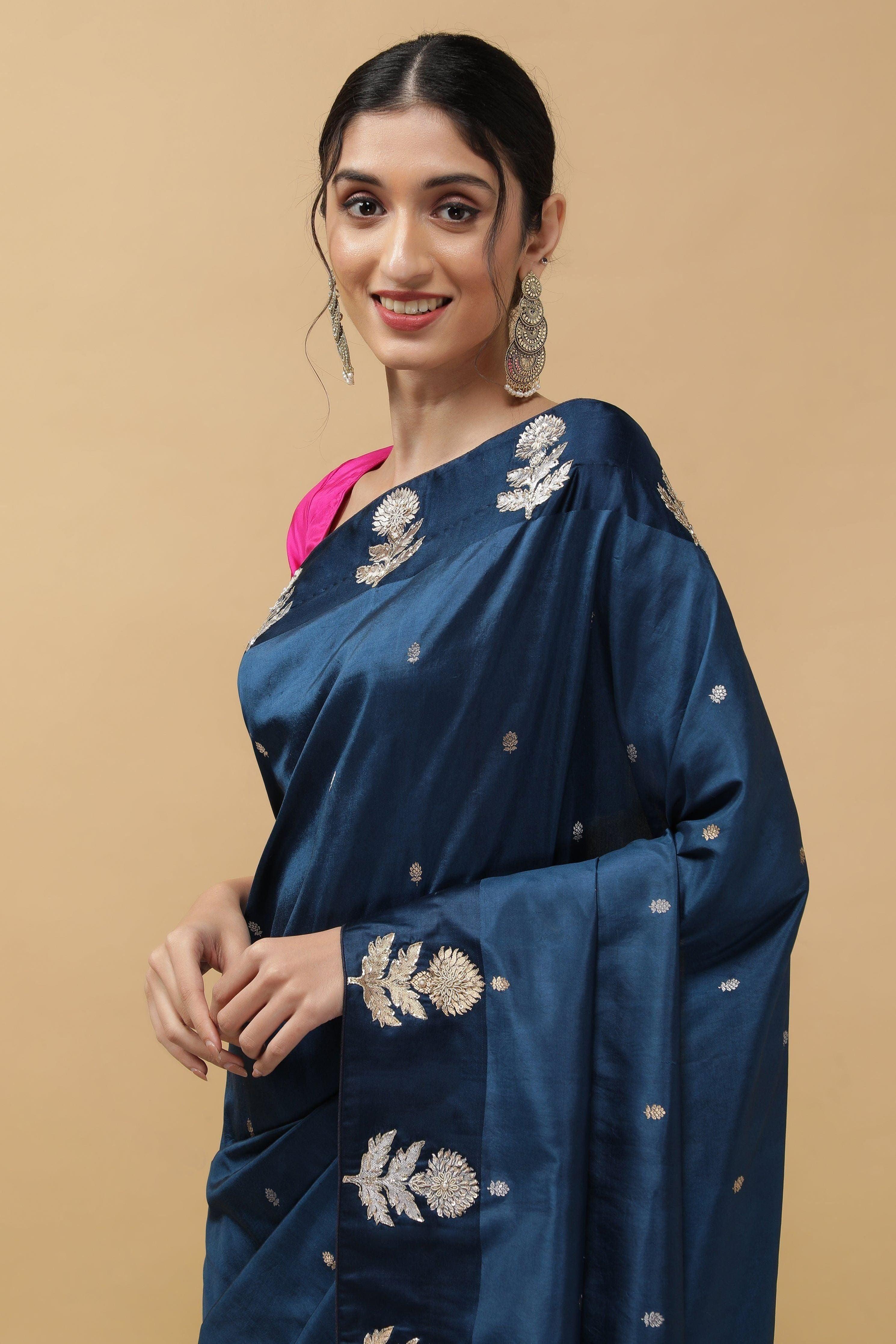 Royal Blue Silk Saree - Mokshaa