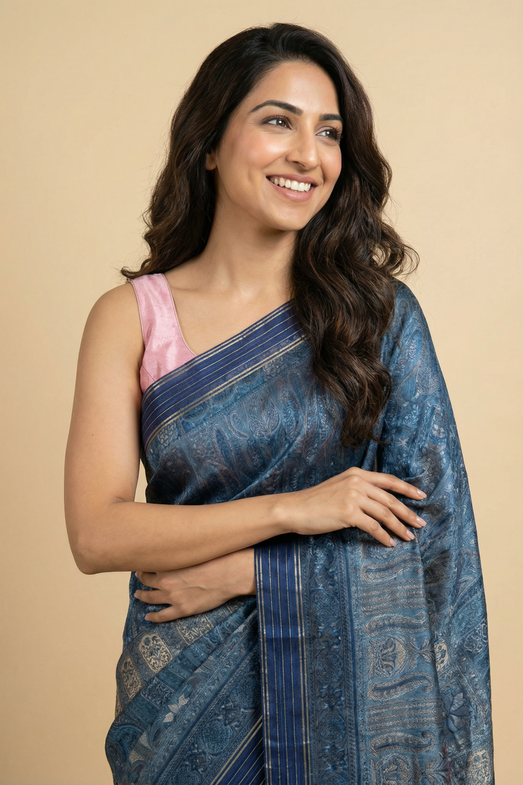 Light Blue Tussar Silk Saree