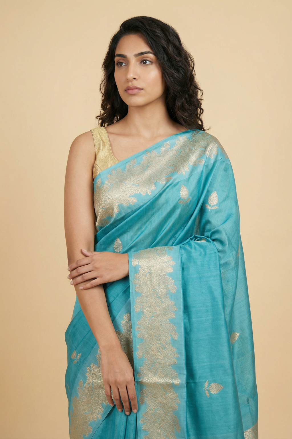 Light Blue Banarasi Chanderi Silk Saree