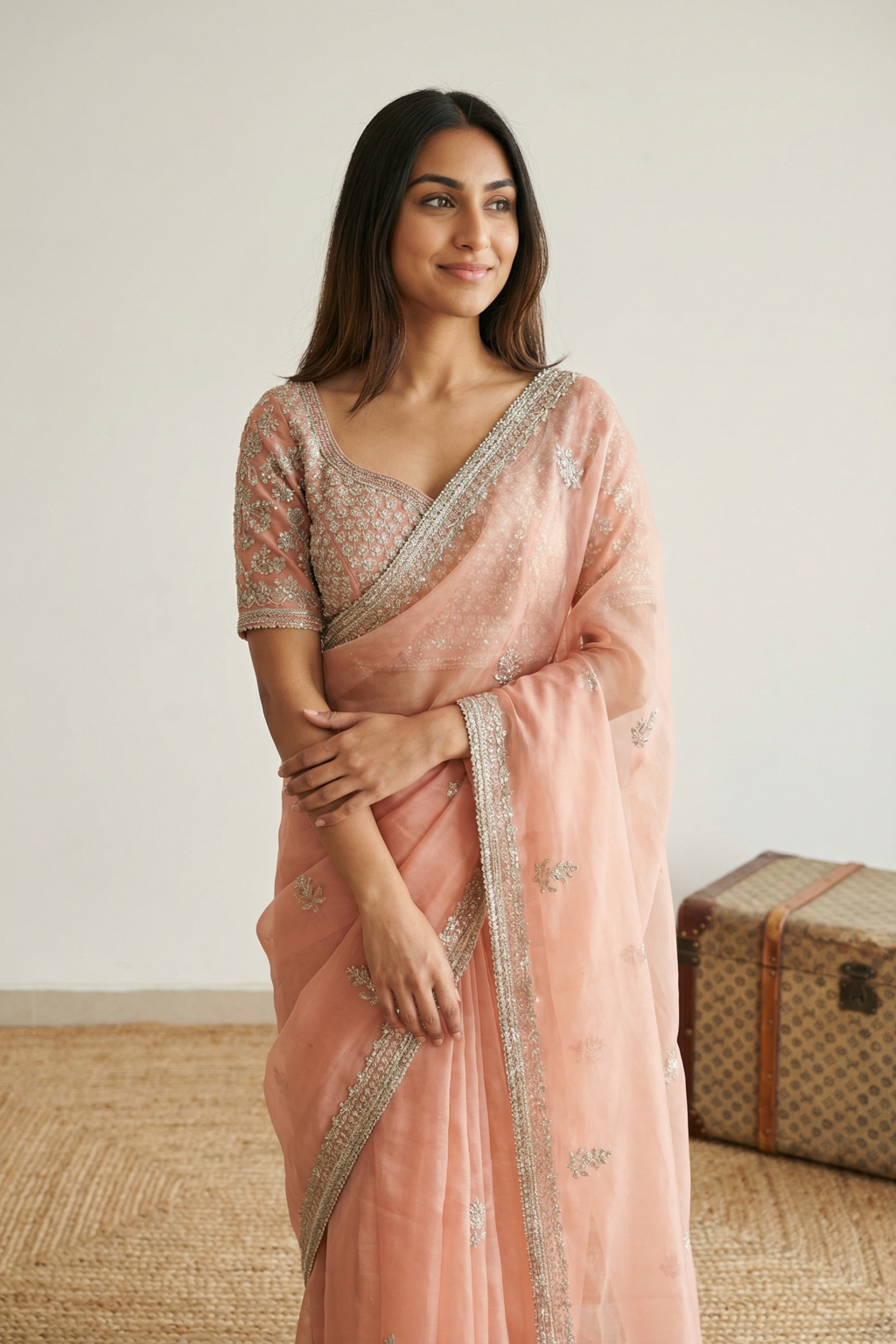 Onion Pink Organza Saree