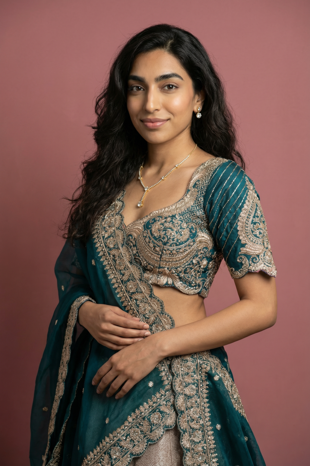 Emerald Green Banarasi Silk Lehenga Set