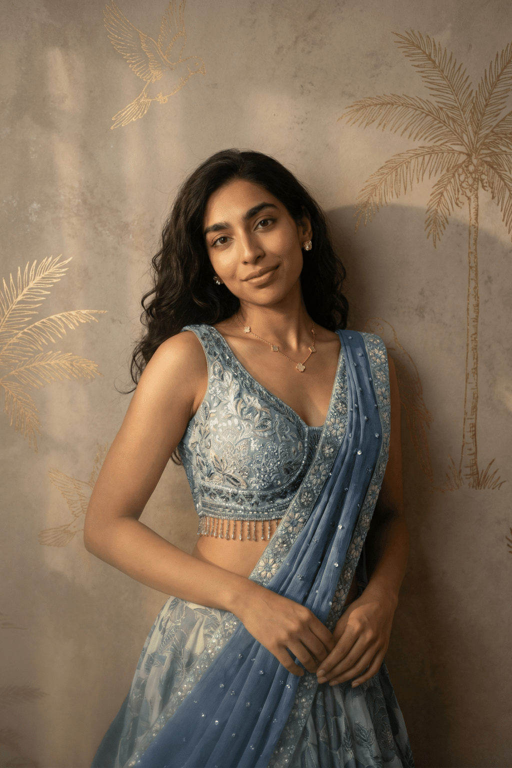 Multicolour Printed Tissue Organza Lehenga Set