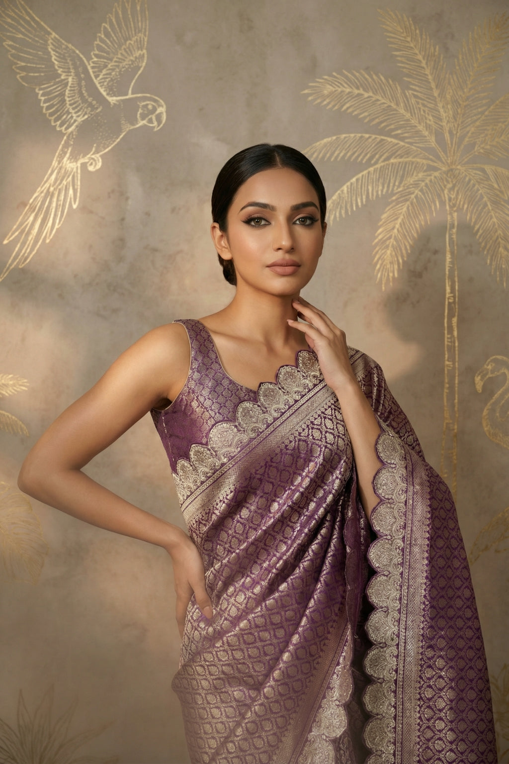 Purple Banarasi Silk Saree