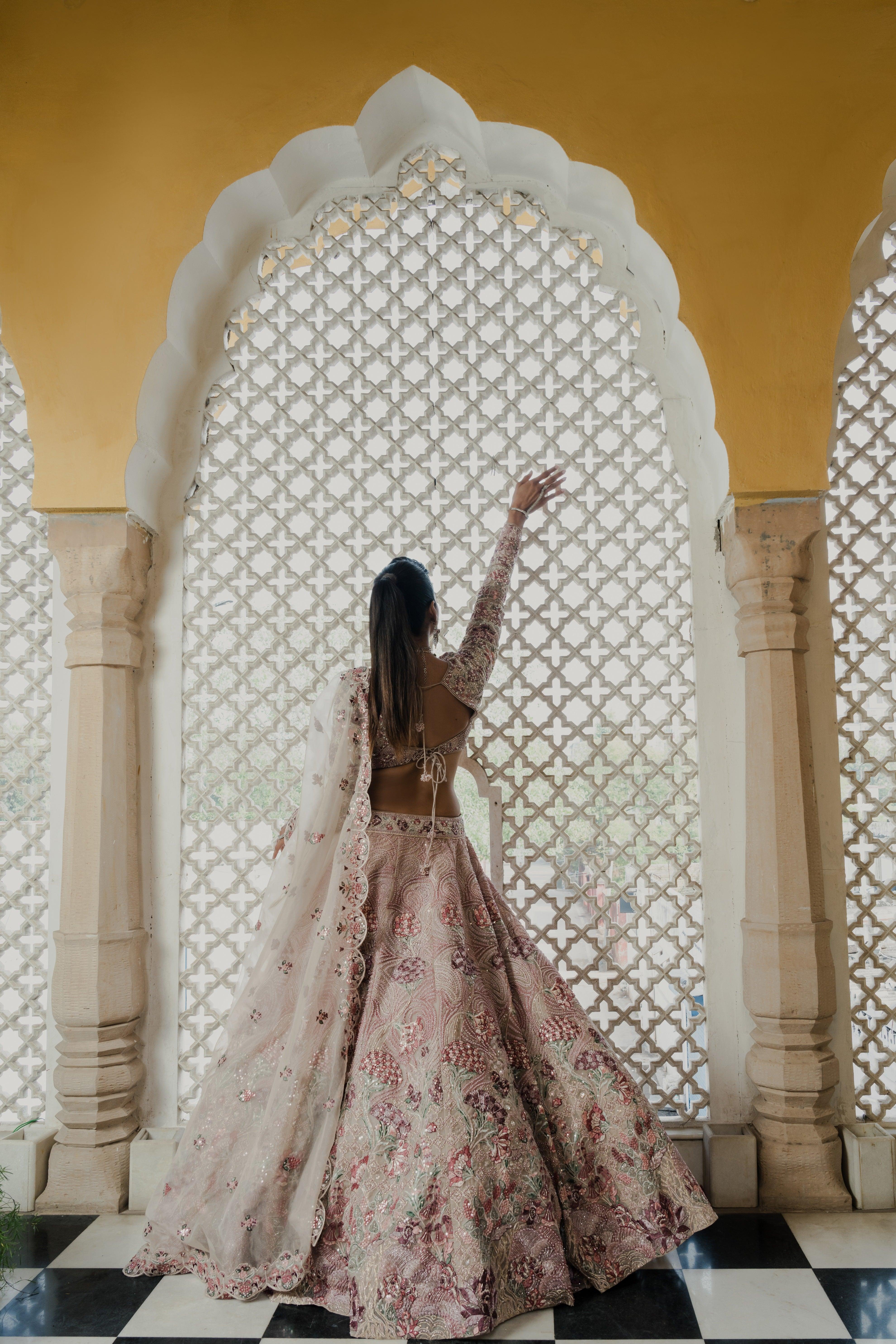 Ivory Beige Embellished Lehenga Set  Mokshaa