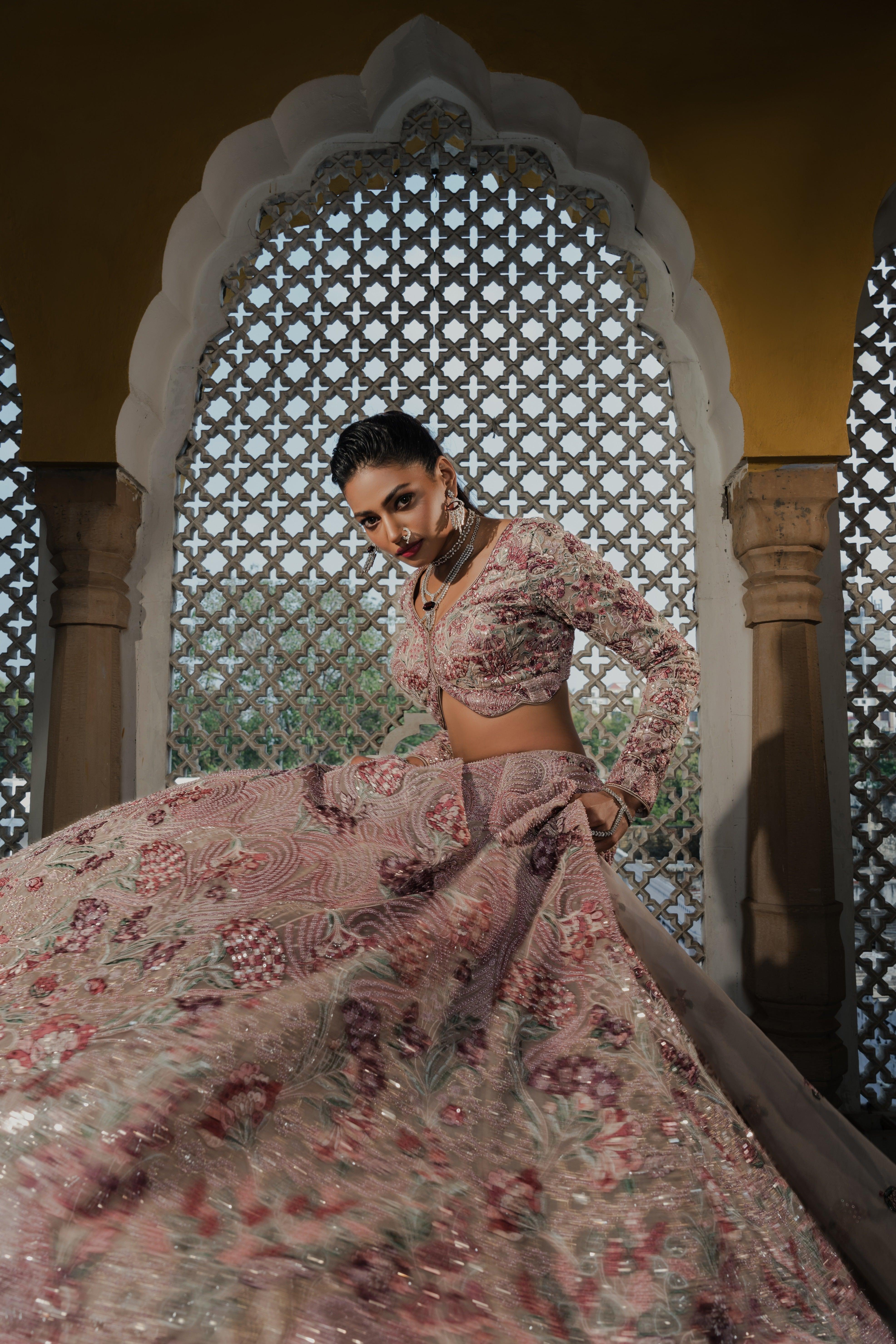 Ivory Beige Embellished Lehenga Set  Mokshaa