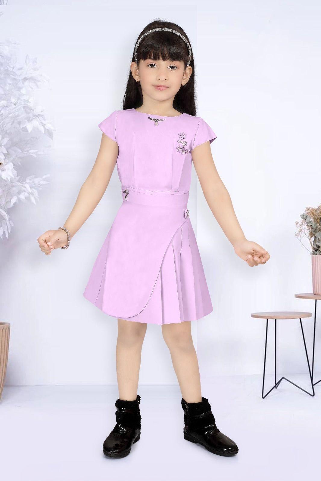 Lavender Embellished Top and Skirt Set  Mokshaa