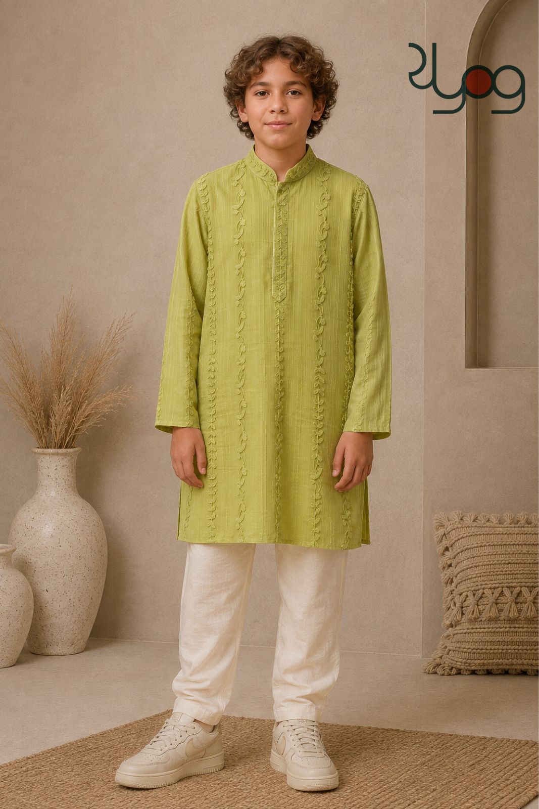 Lime Green Embroidered Kurta Pyjama Set