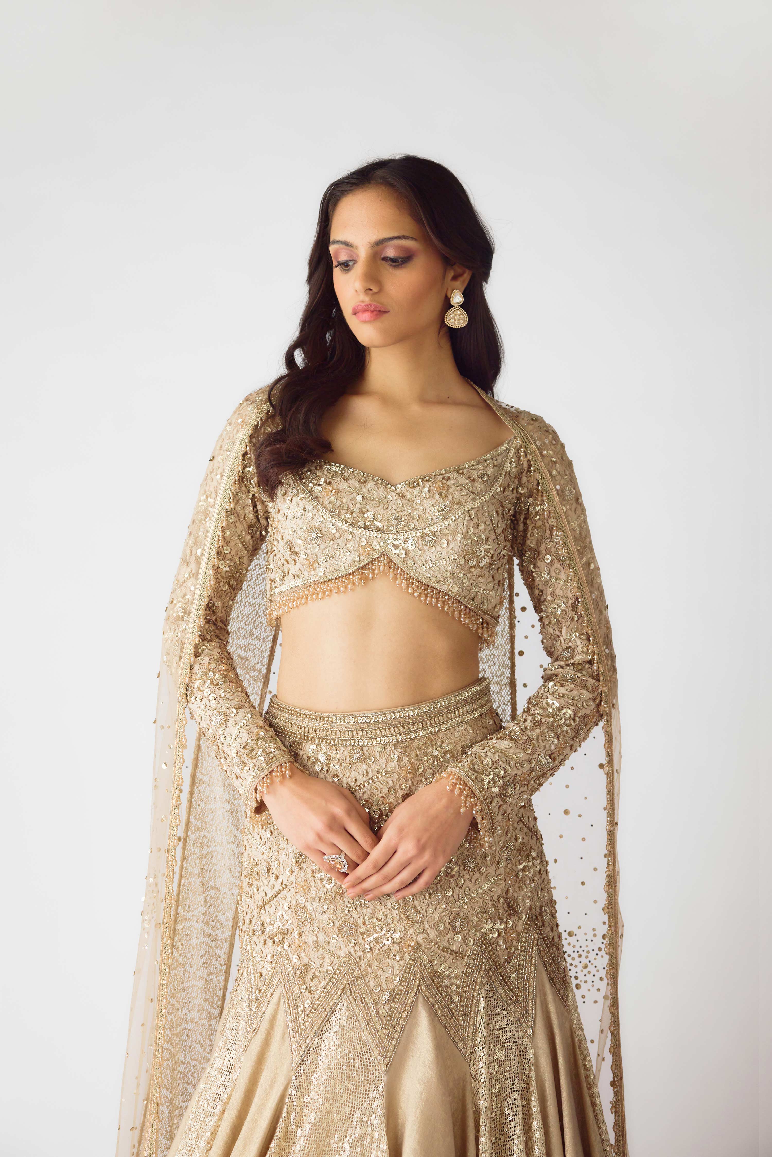 The Champagne Dawn Lehenga Mokshaa
