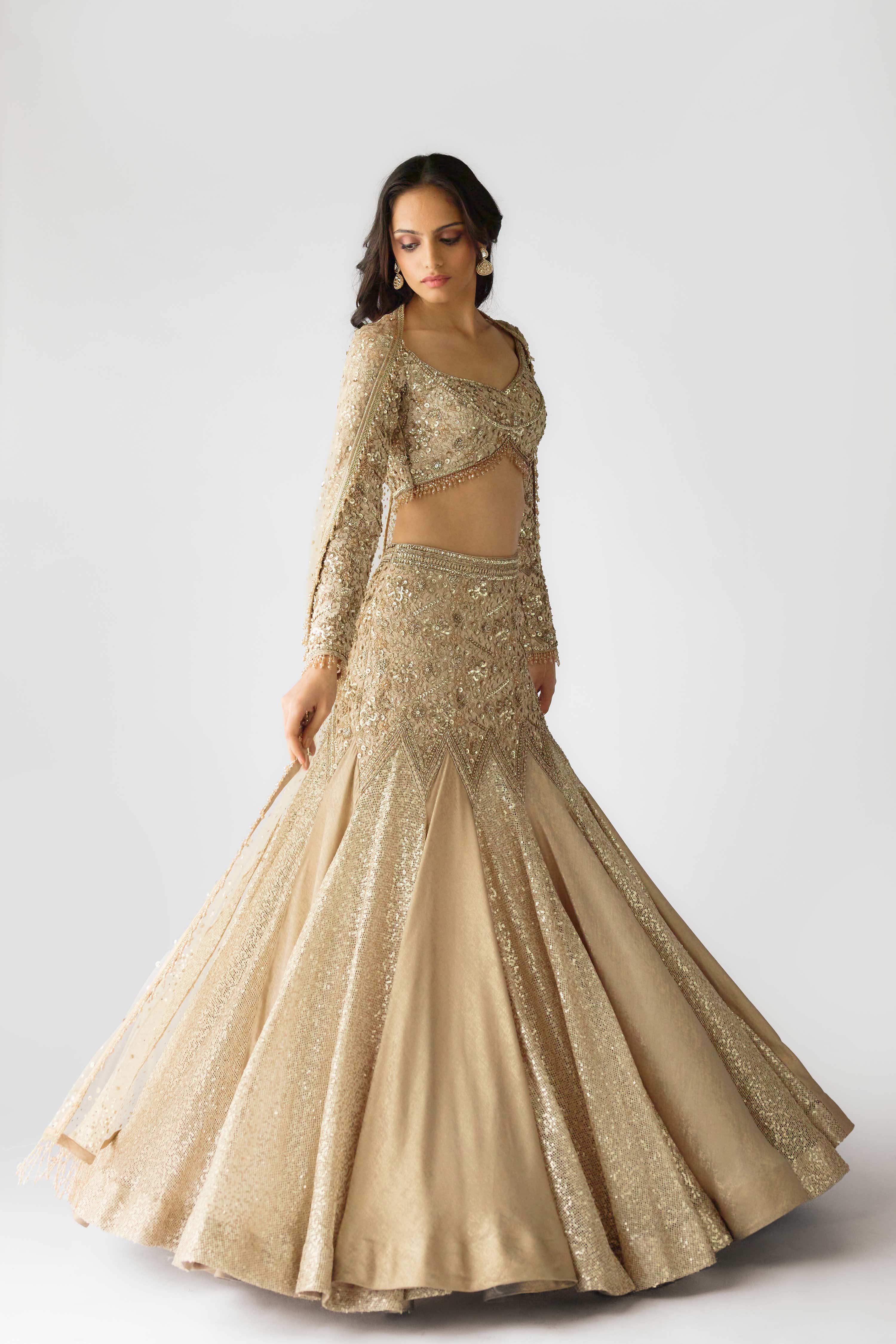 The Champagne Dawn Lehenga Mokshaa