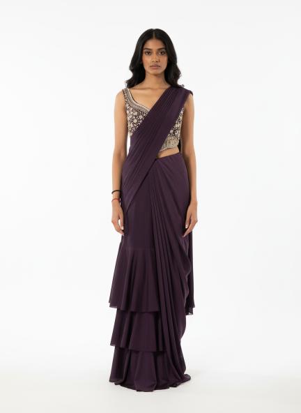 The Imperial Purple Draped Saree