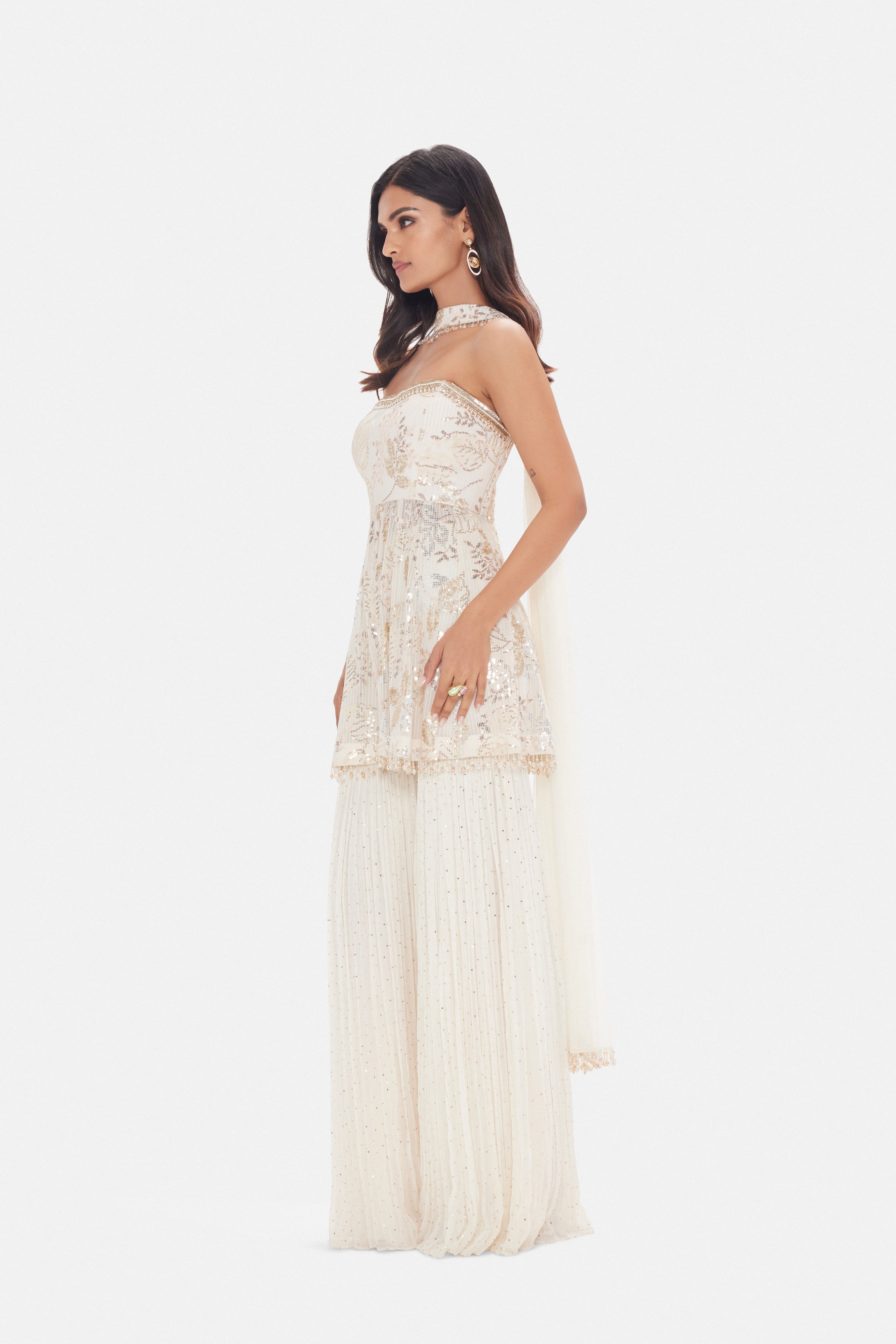 The White Rose Petal Sharara Set