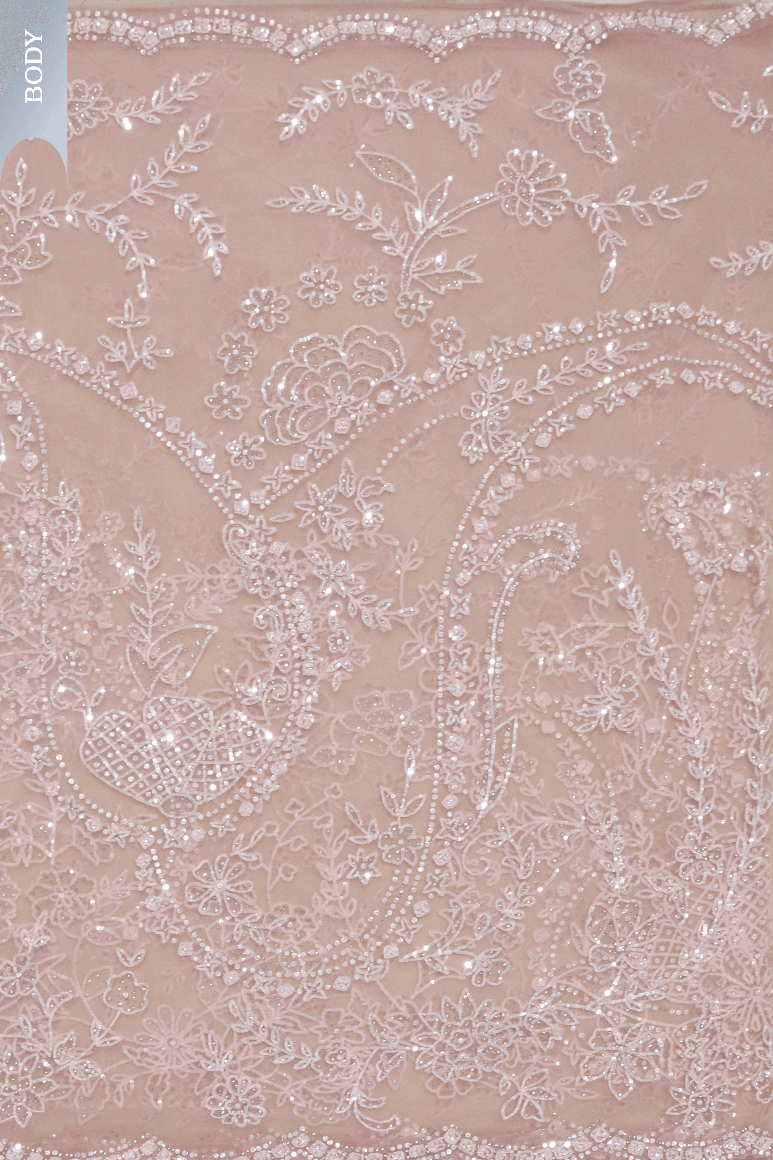 Soft Pink Net Saree with Sequin & Stone Embroidery.