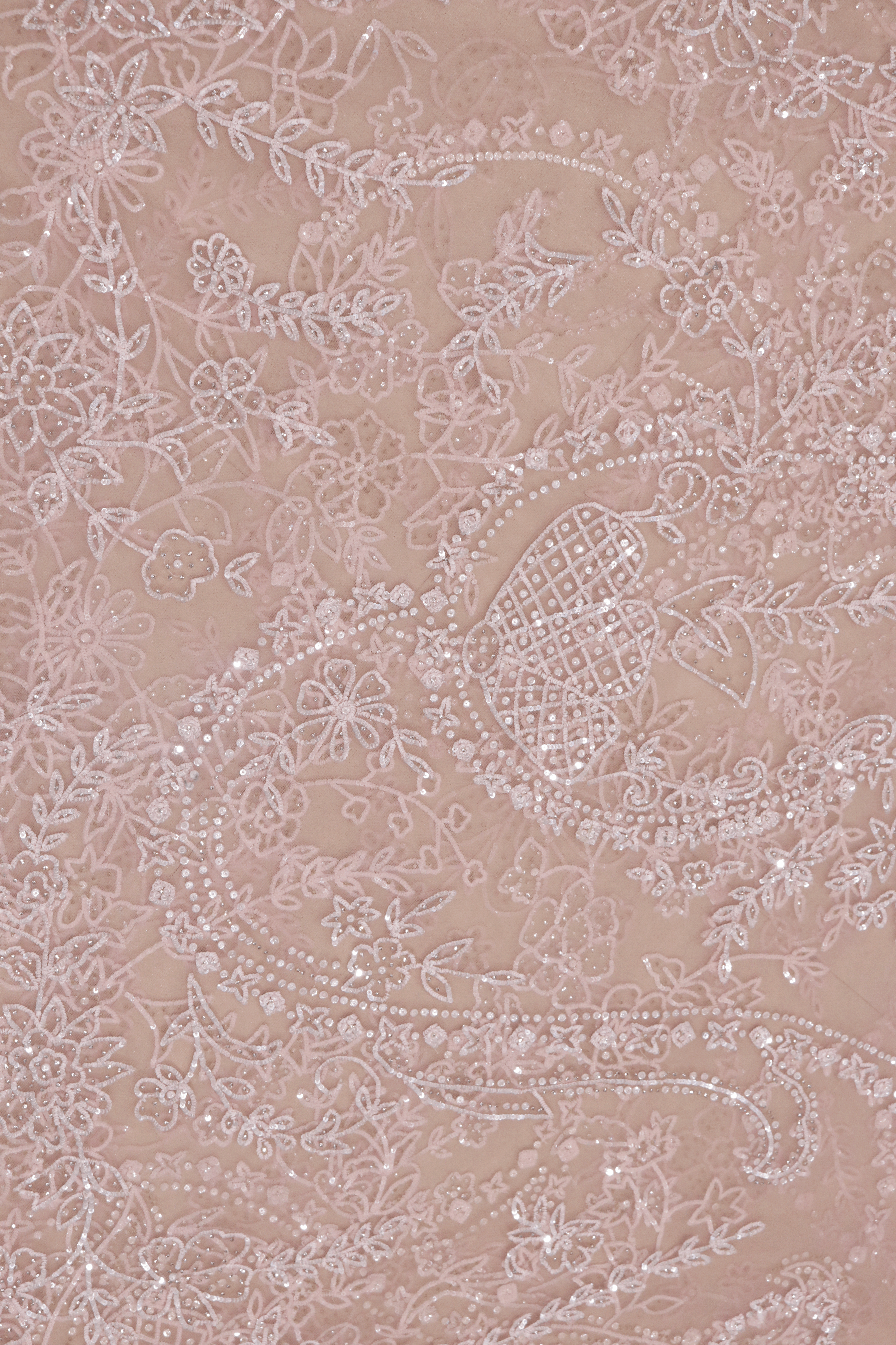 Soft Pink Net Saree with Sequin & Stone Embroidery.