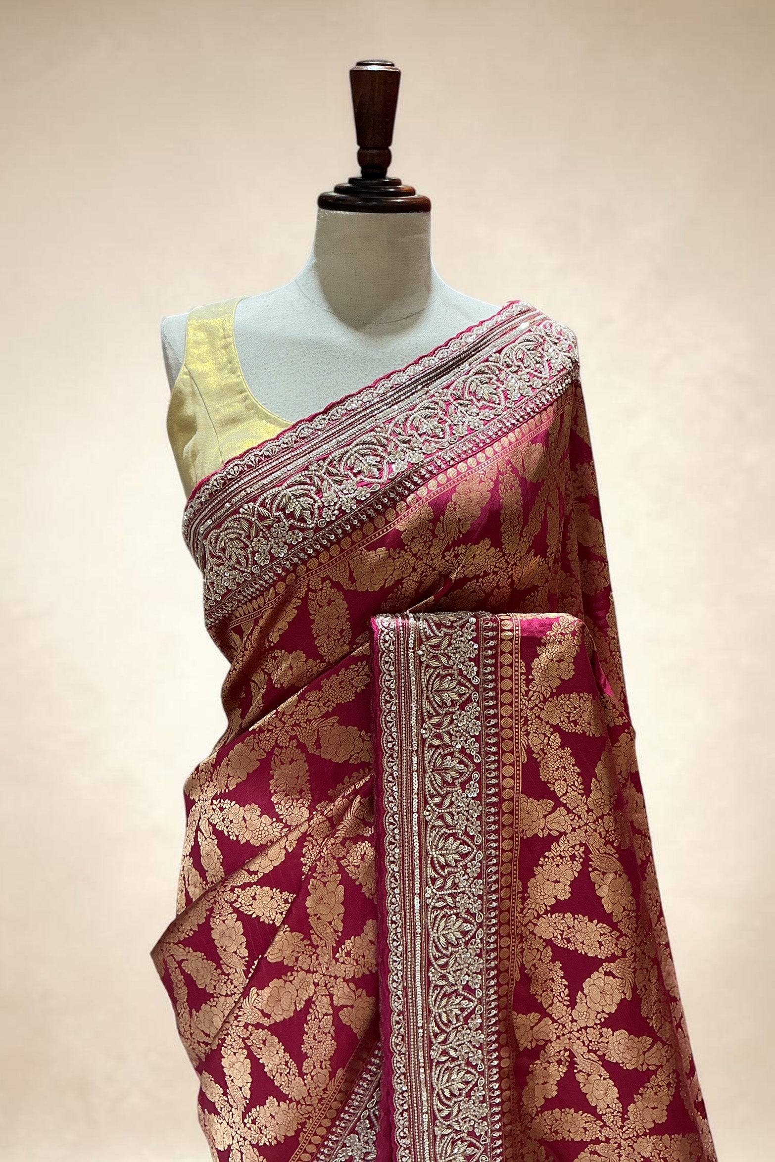 Rani Magenta Banarasi Silk Saree