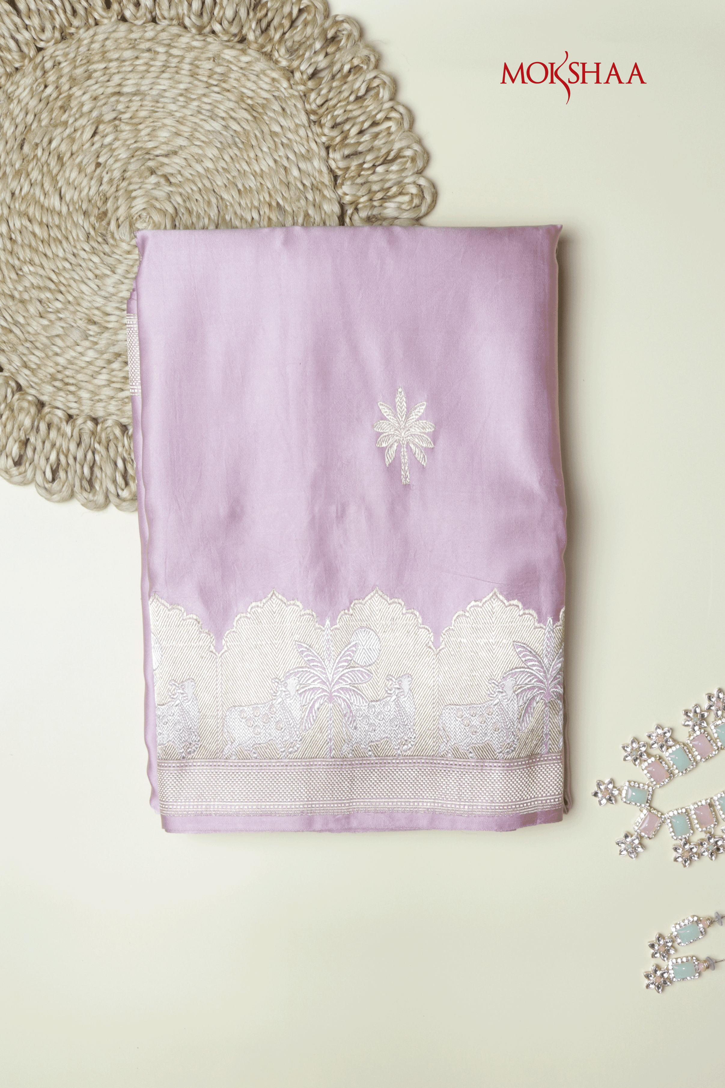 Pastel Pink Banarasi Silk Saree  Mokshaa