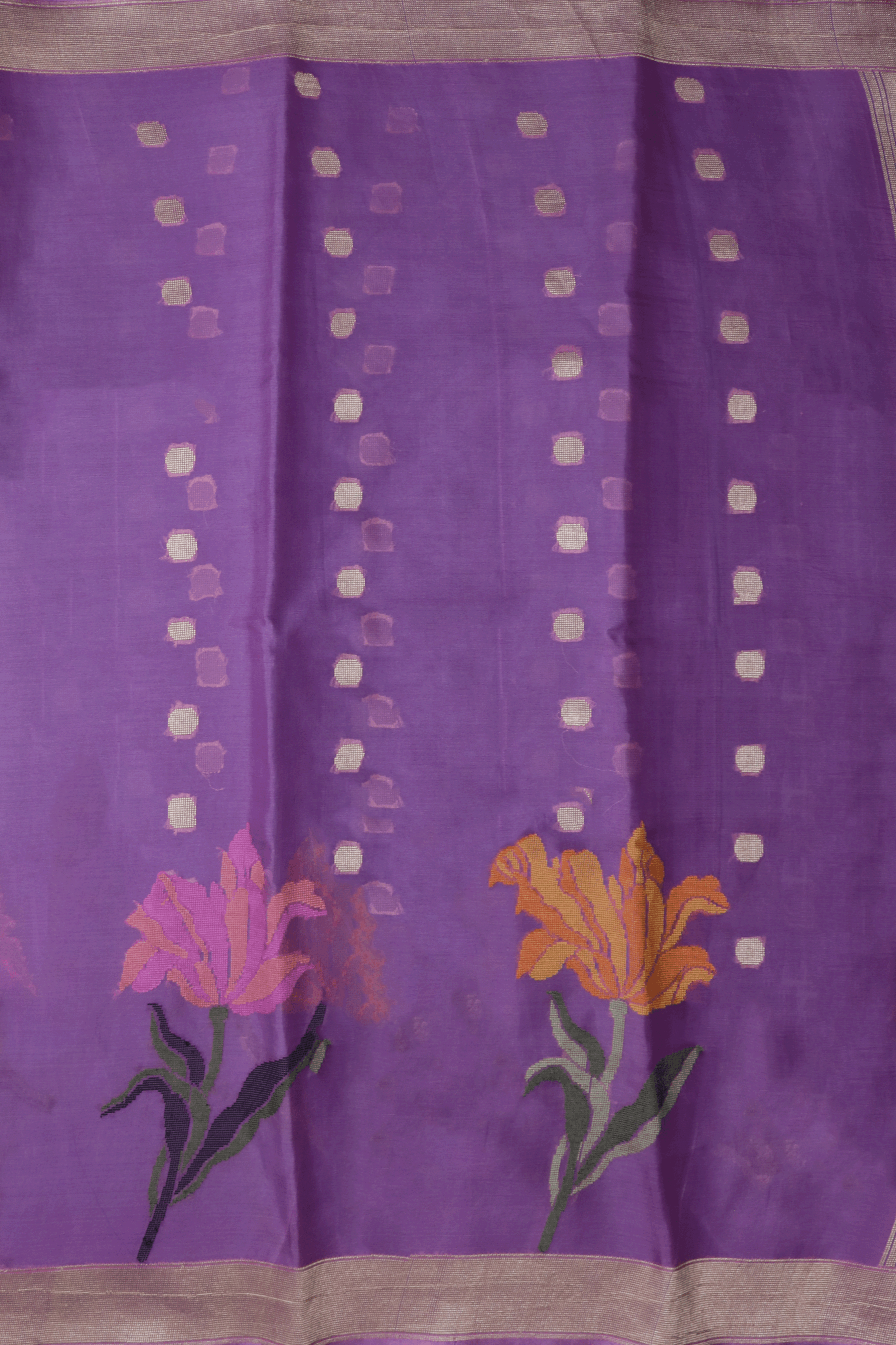 Purple and Aqua Blue Shaded Banarasi Kora Silk Saree  Mokshaa