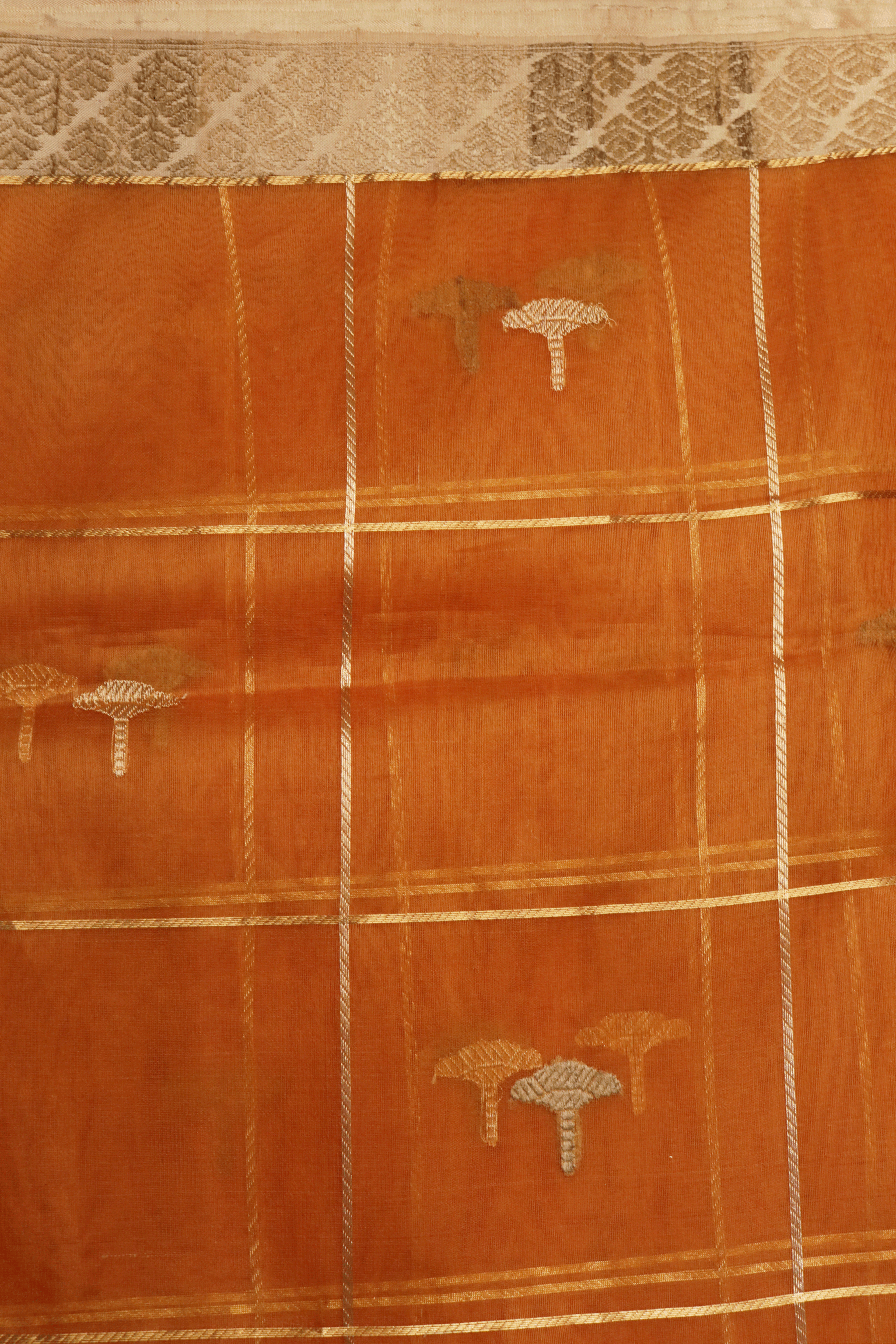 Amber Orange Banarasi Kora Saree Mokshaa