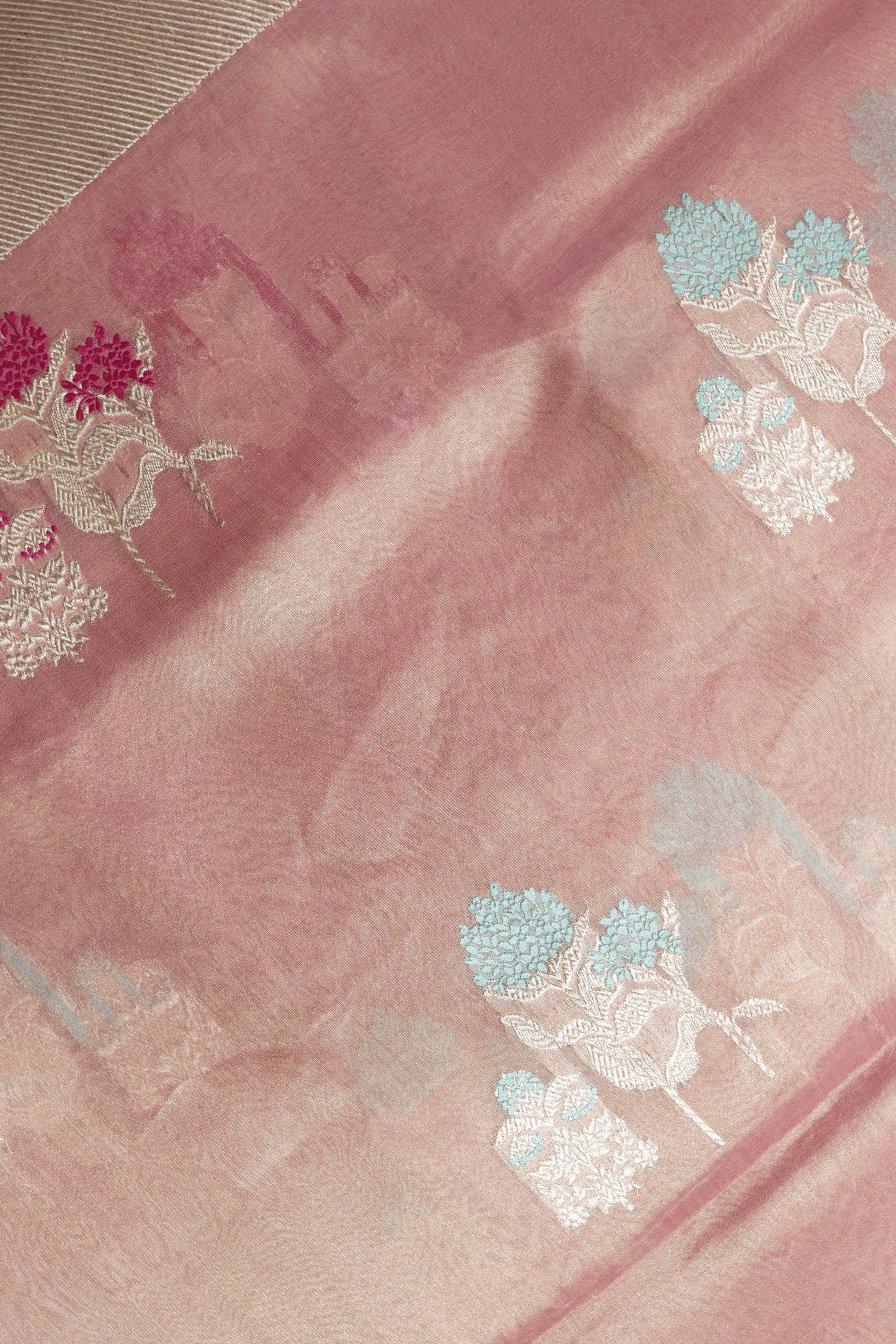 Peach Banaras Kora Tissue Silk Saree Mokshaa