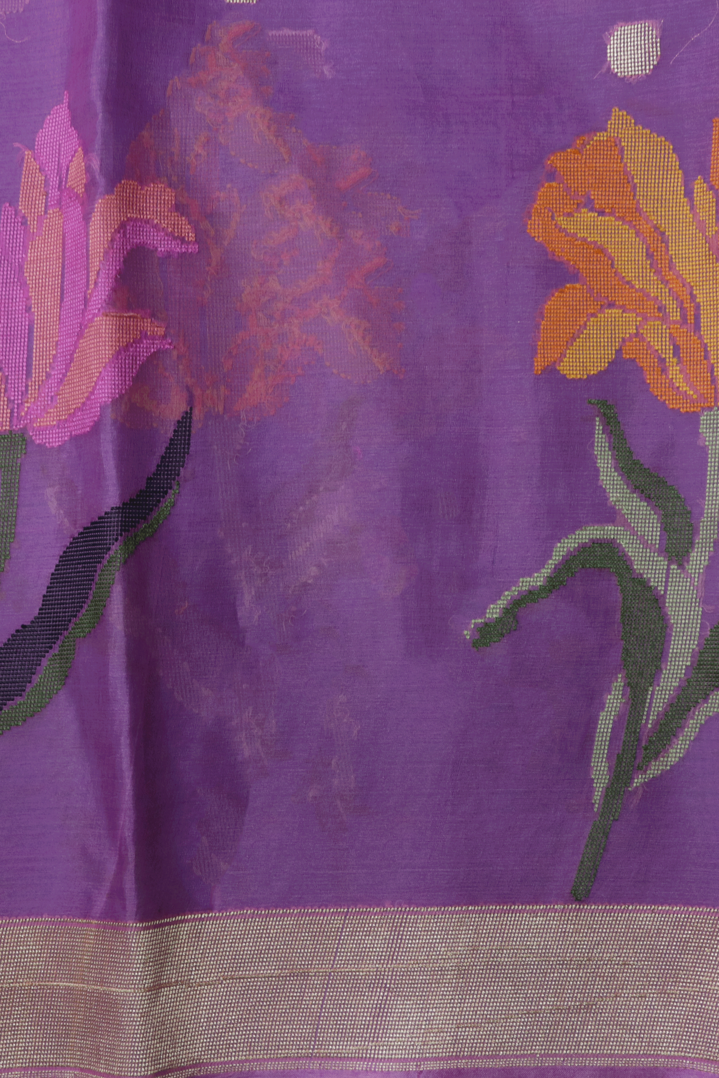 Purple and Aqua Blue Shaded Banarasi Kora Silk Saree Mokshaa