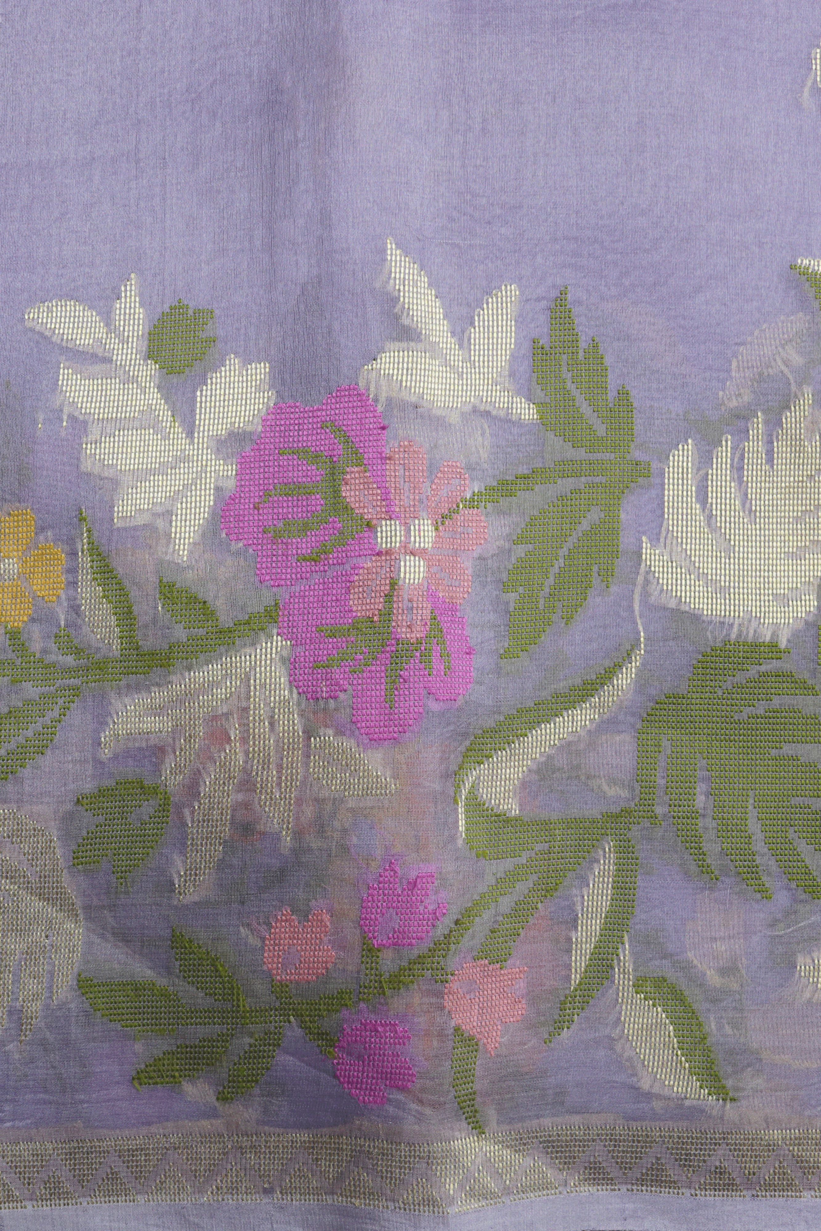 Lavender Banarasi Kora Silk Saree  Mokshaa