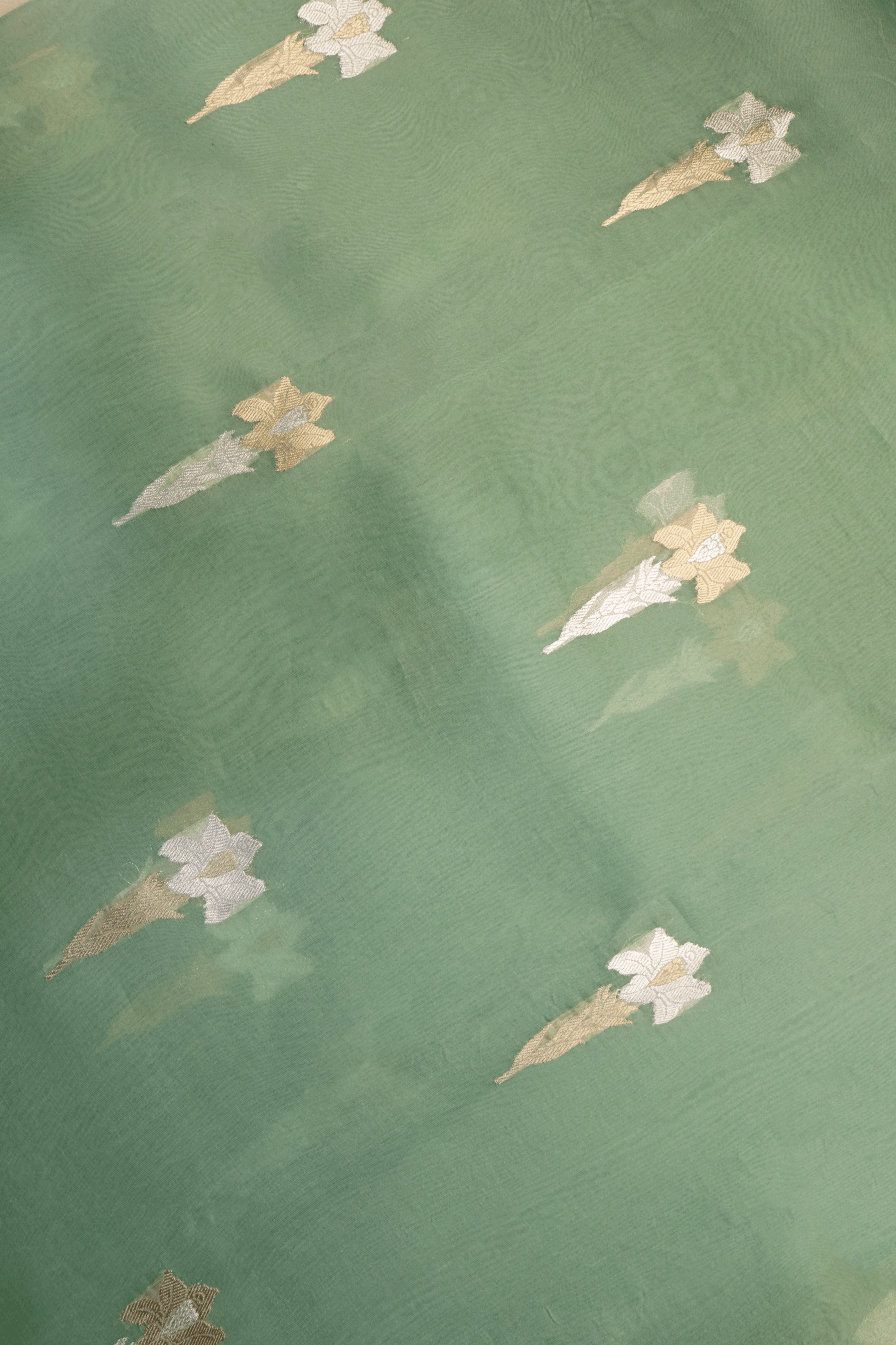 Mint Green Banarasi Kora Silk Saree Mokshaa