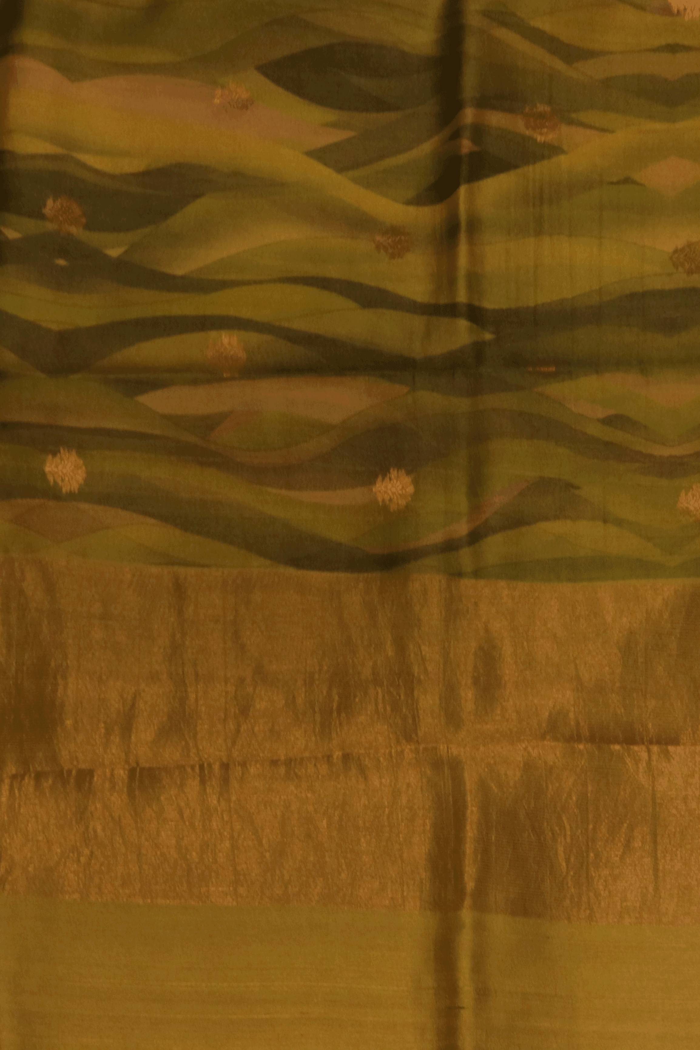 Teal Wave Printed Tussar Saree Mokshaa