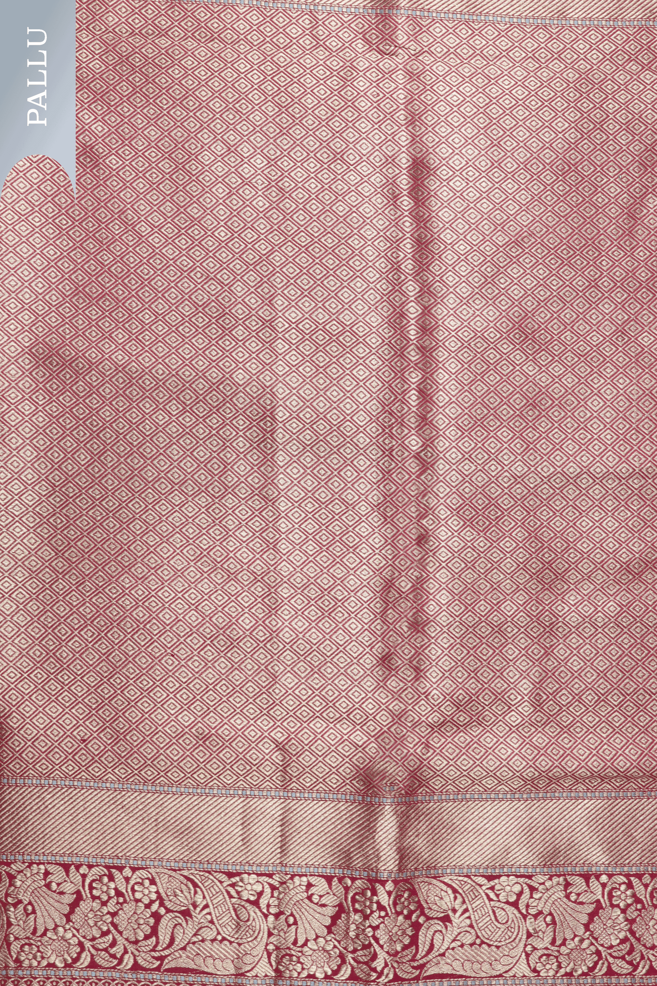 Red Banarasi Saree with Gold Zari Buttas  Mokshaa