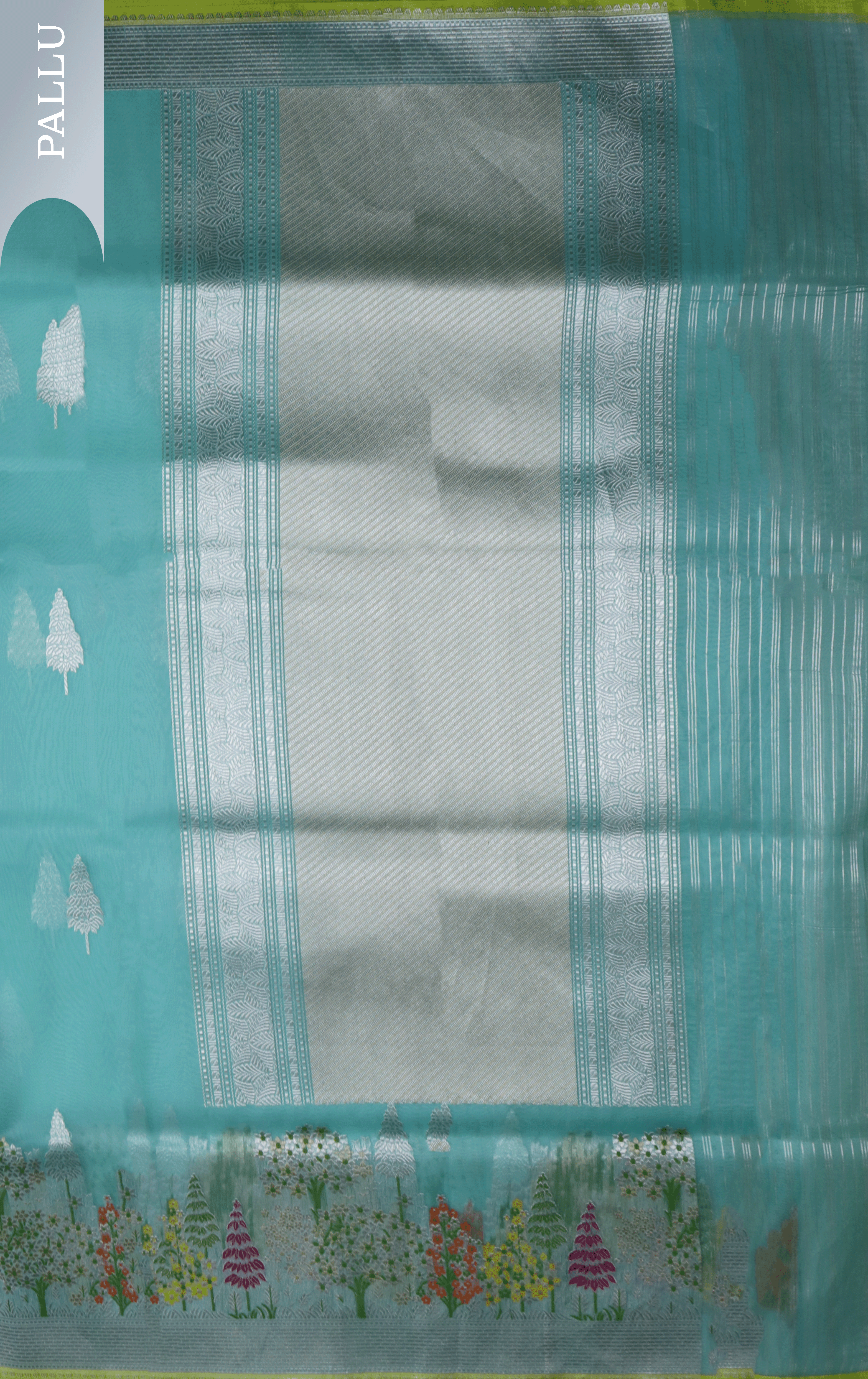 Aqua Blue Banarasi Kora Silk Saree