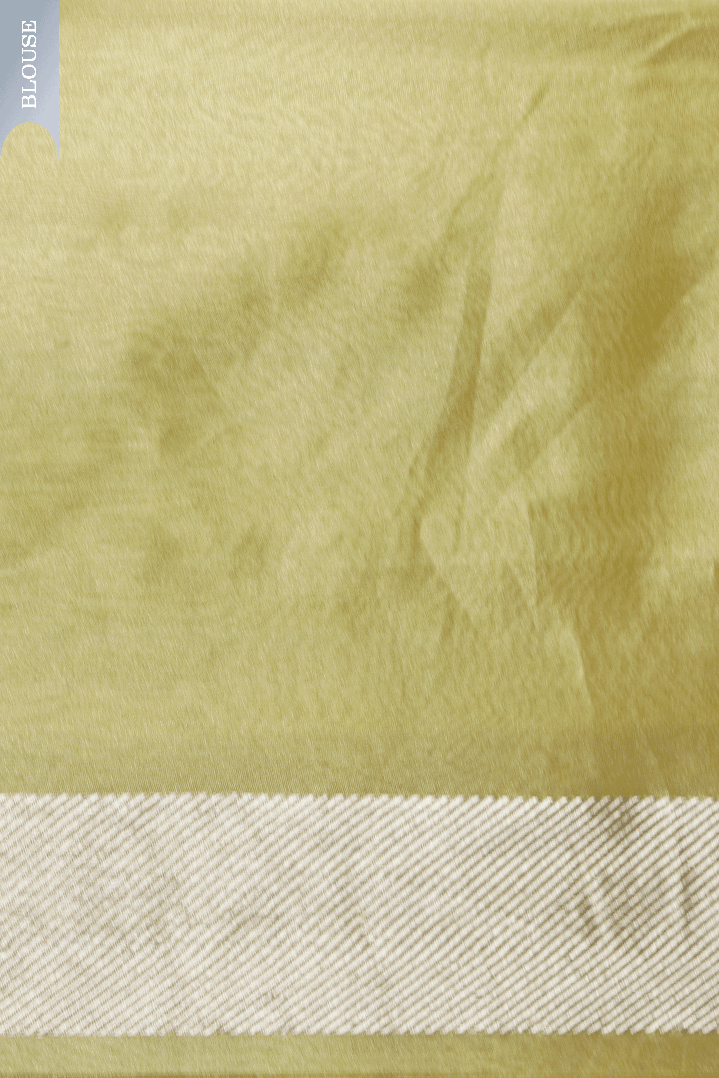 Olive Green Tissue Kora Saree with Cream Zari Border & Pink Leaf Motifs  Mokshaa